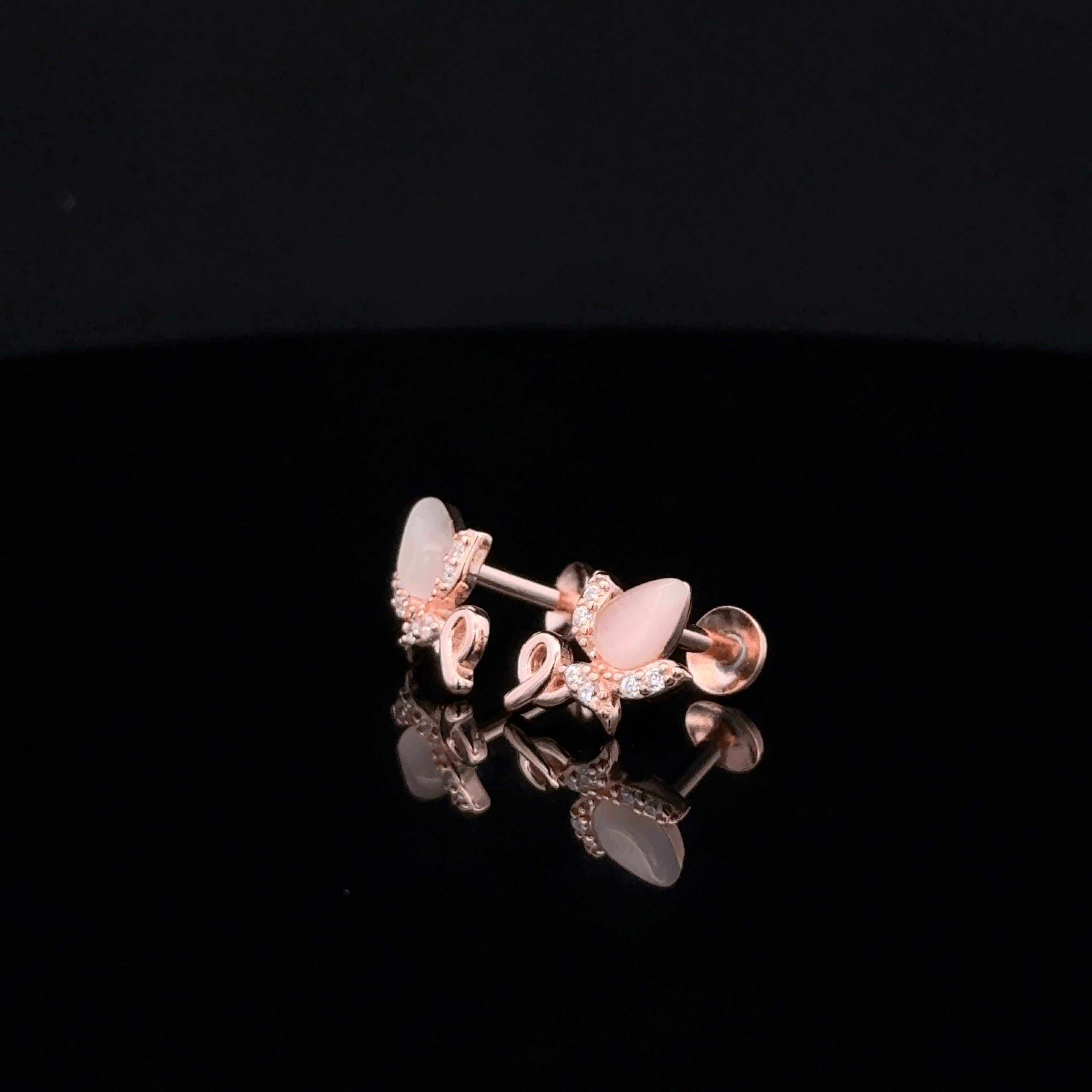 Rose Gold Pink Bud Earrings