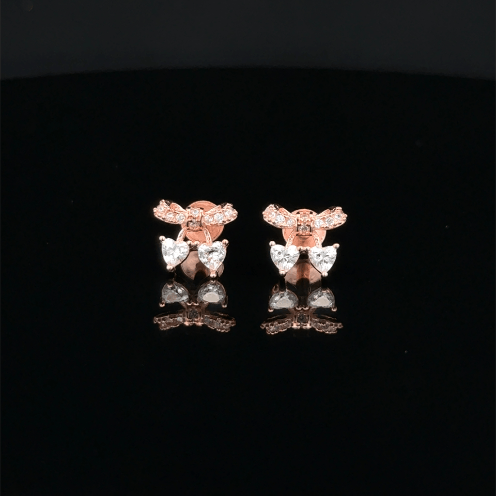 Rose gold Twin Heart Earrings
