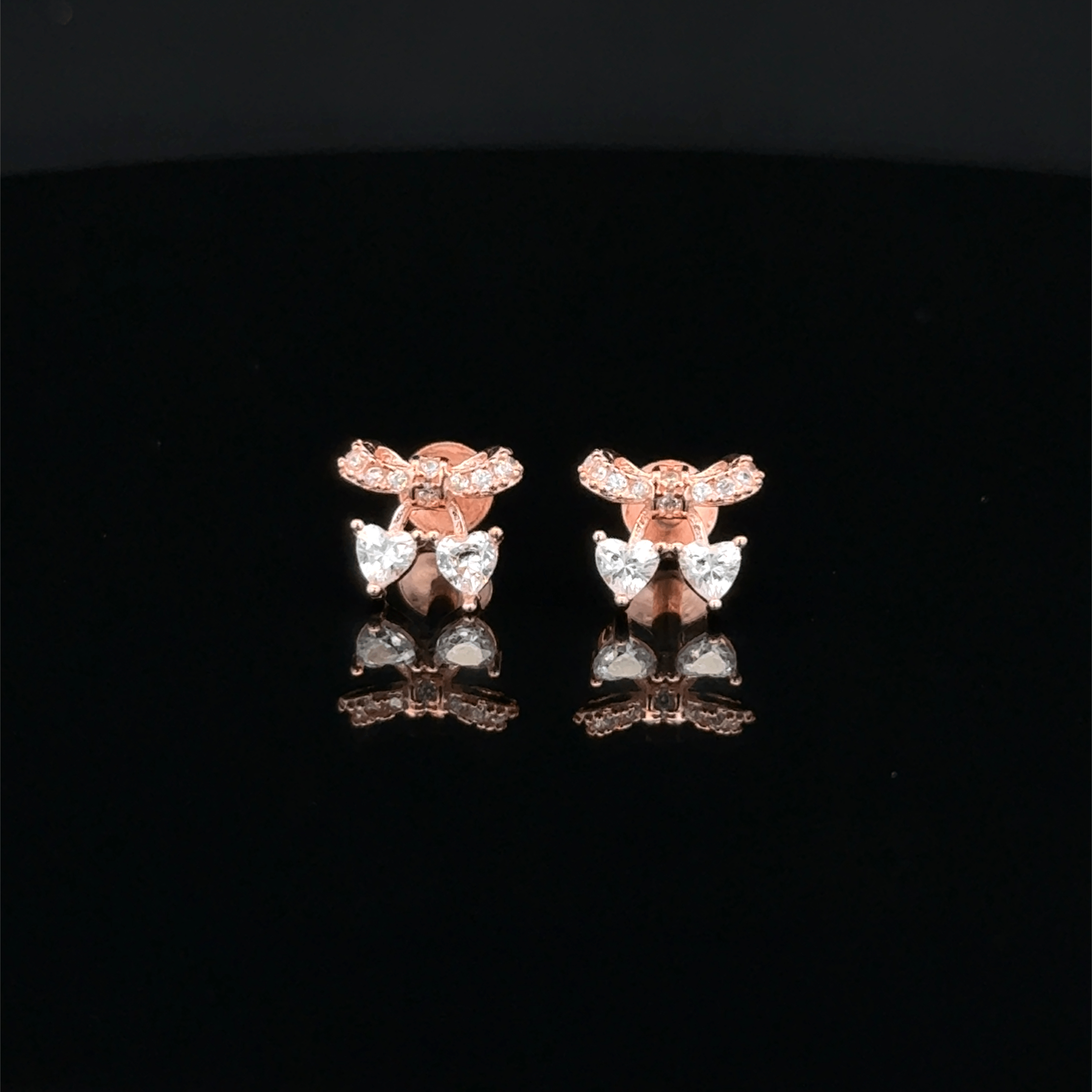Rose gold Twin Heart Earrings