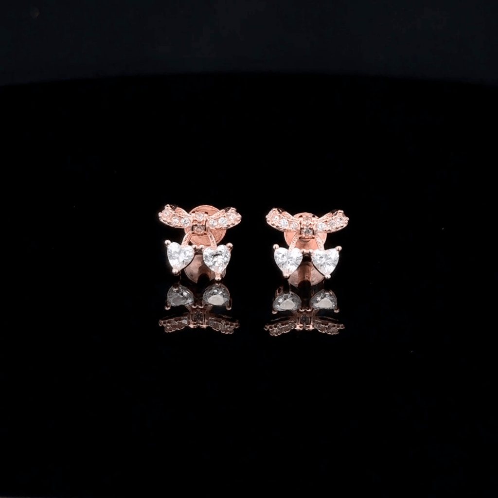 Rose gold Twin Heart Earrings