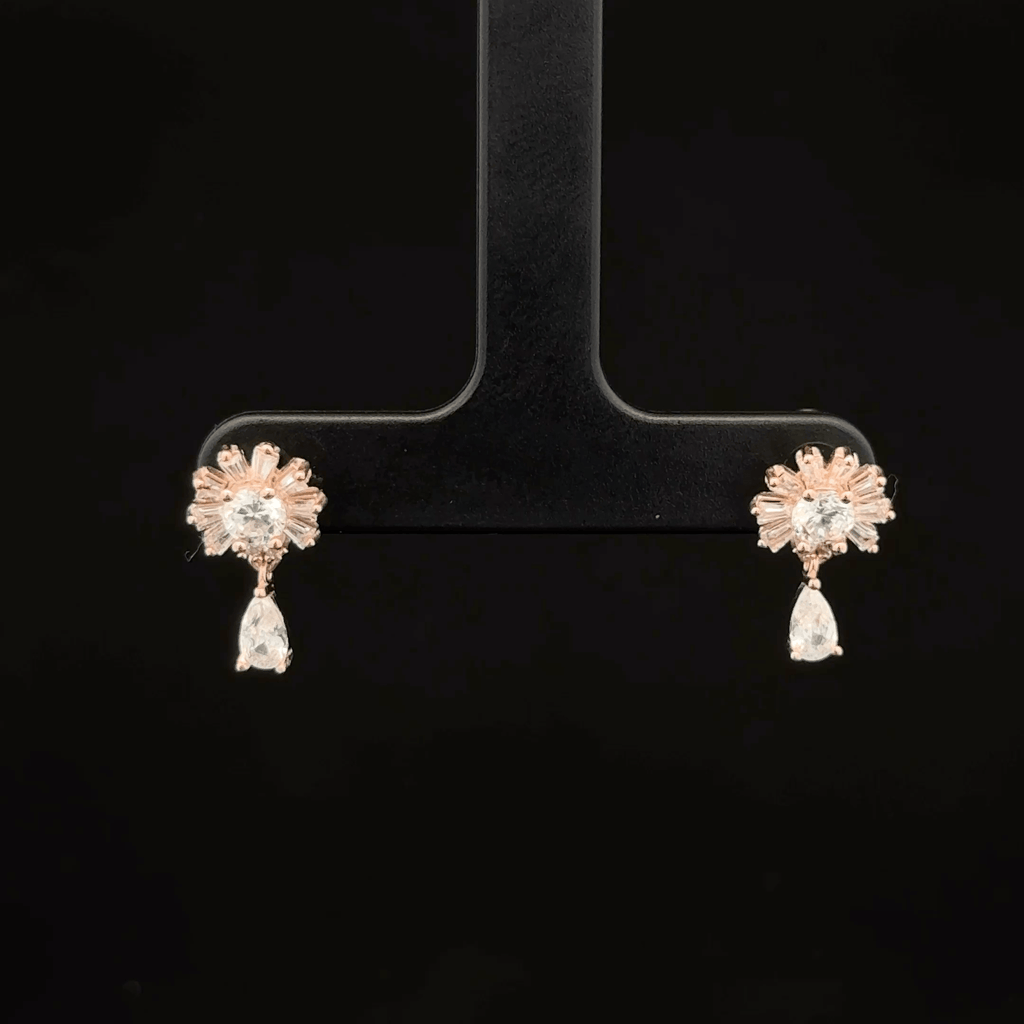 Rose gold Imperial Sunburst Tear Drops earrings