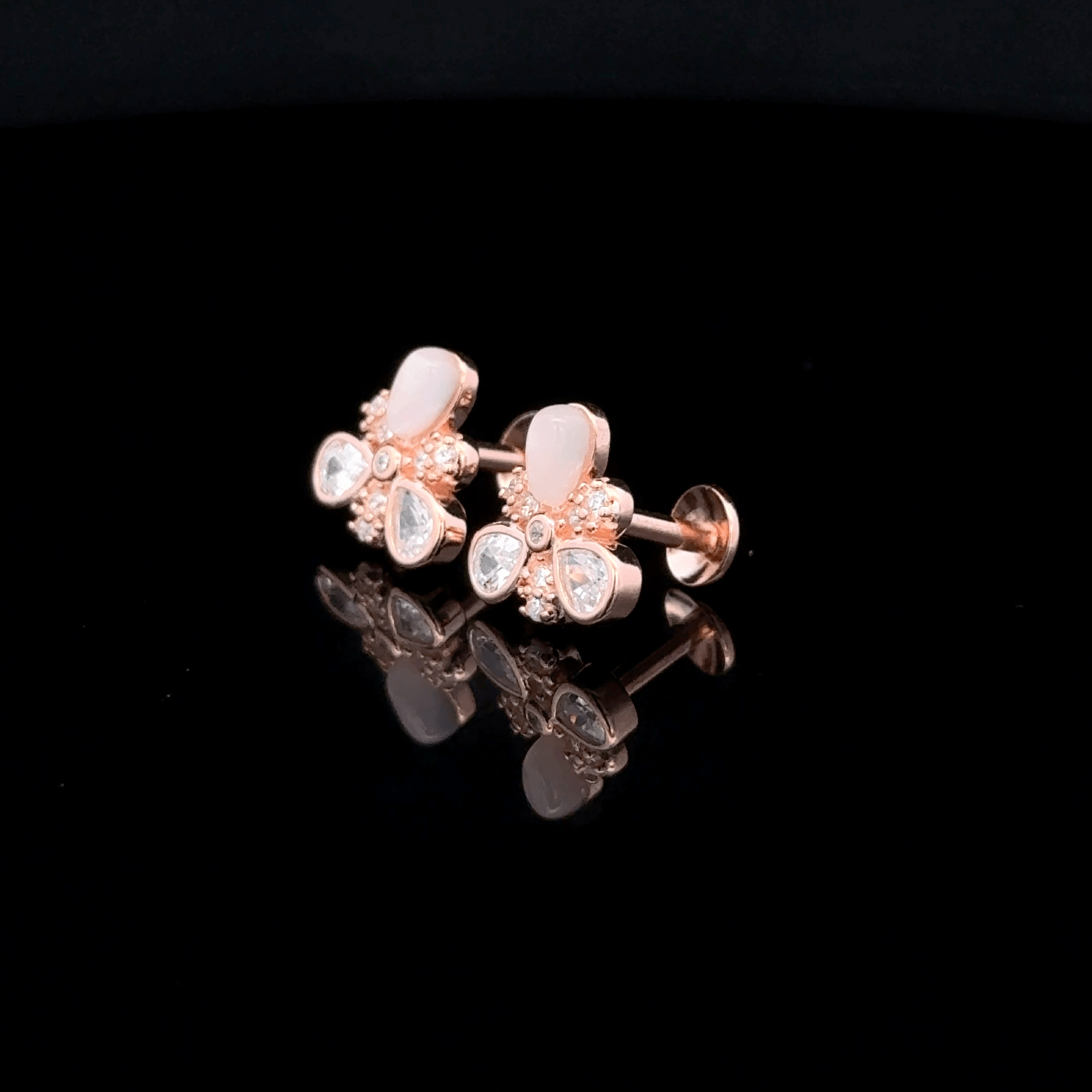 Rose gold Flower Earrings