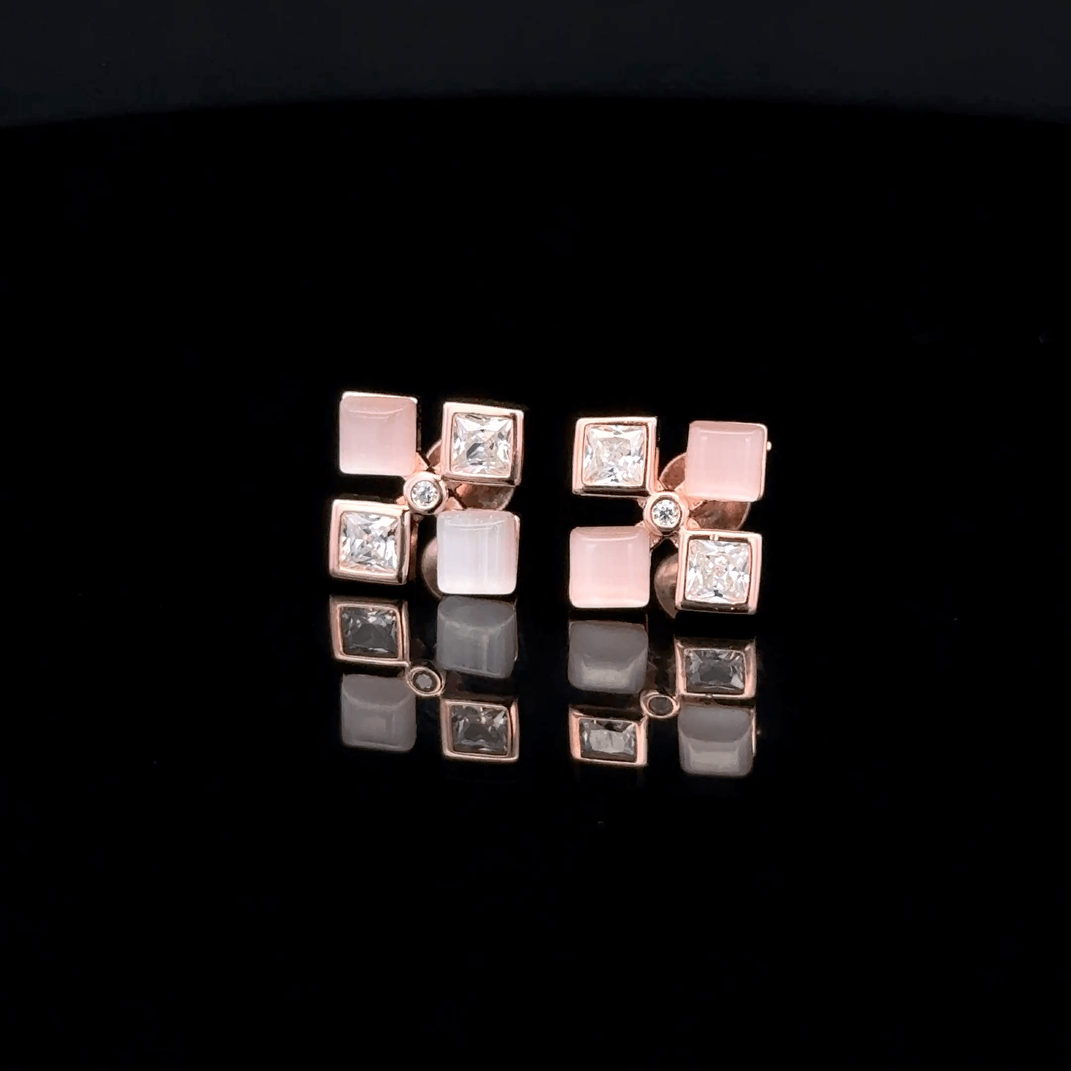 Rose Gold Pink & White Tile earrings