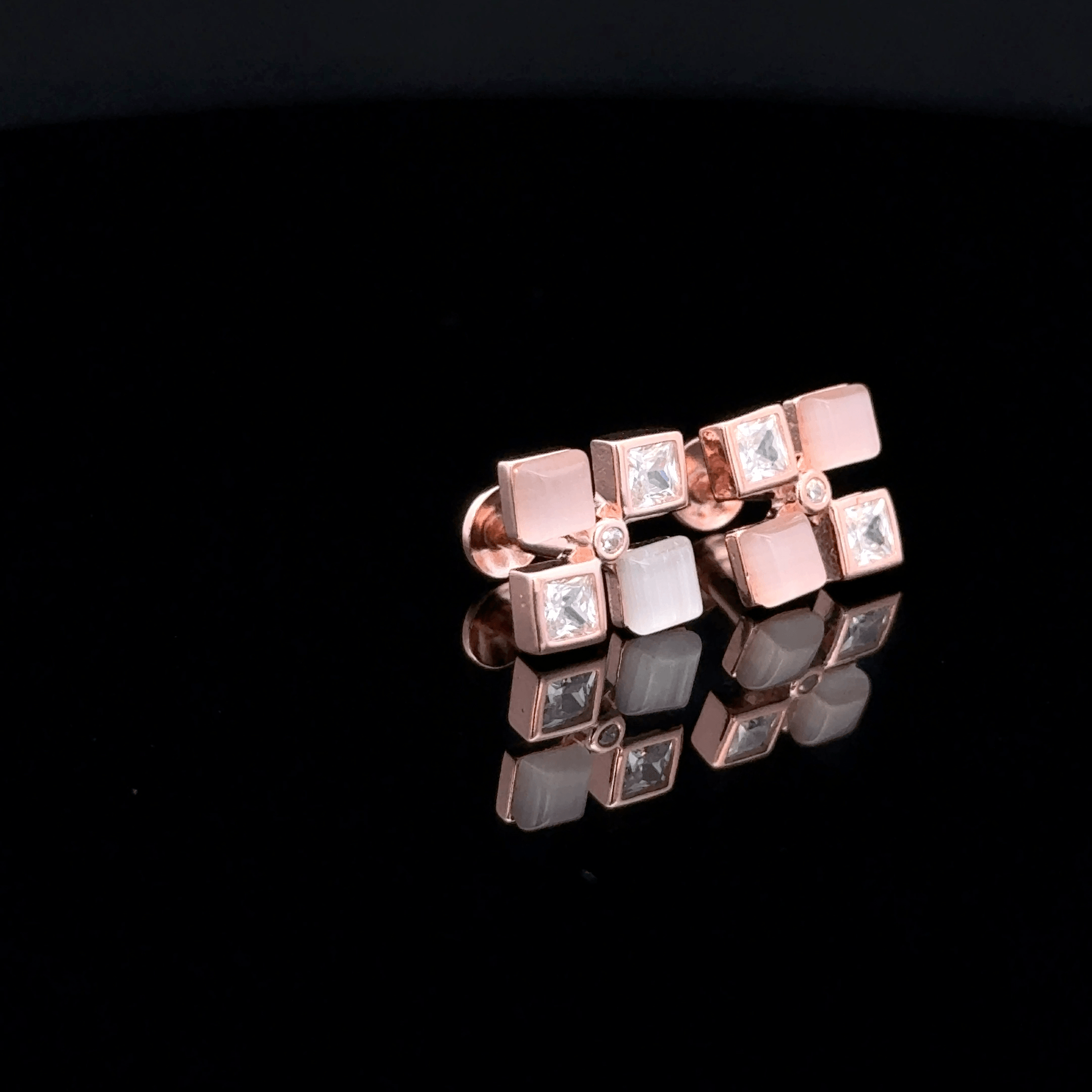 Rose Gold Pink & White Tile earrings