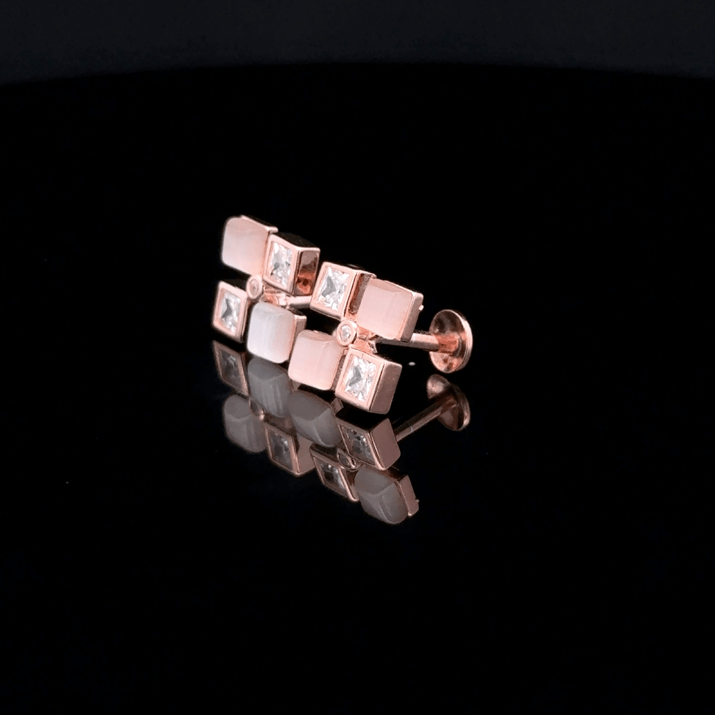 Rose Gold Pink & White Tile earrings
