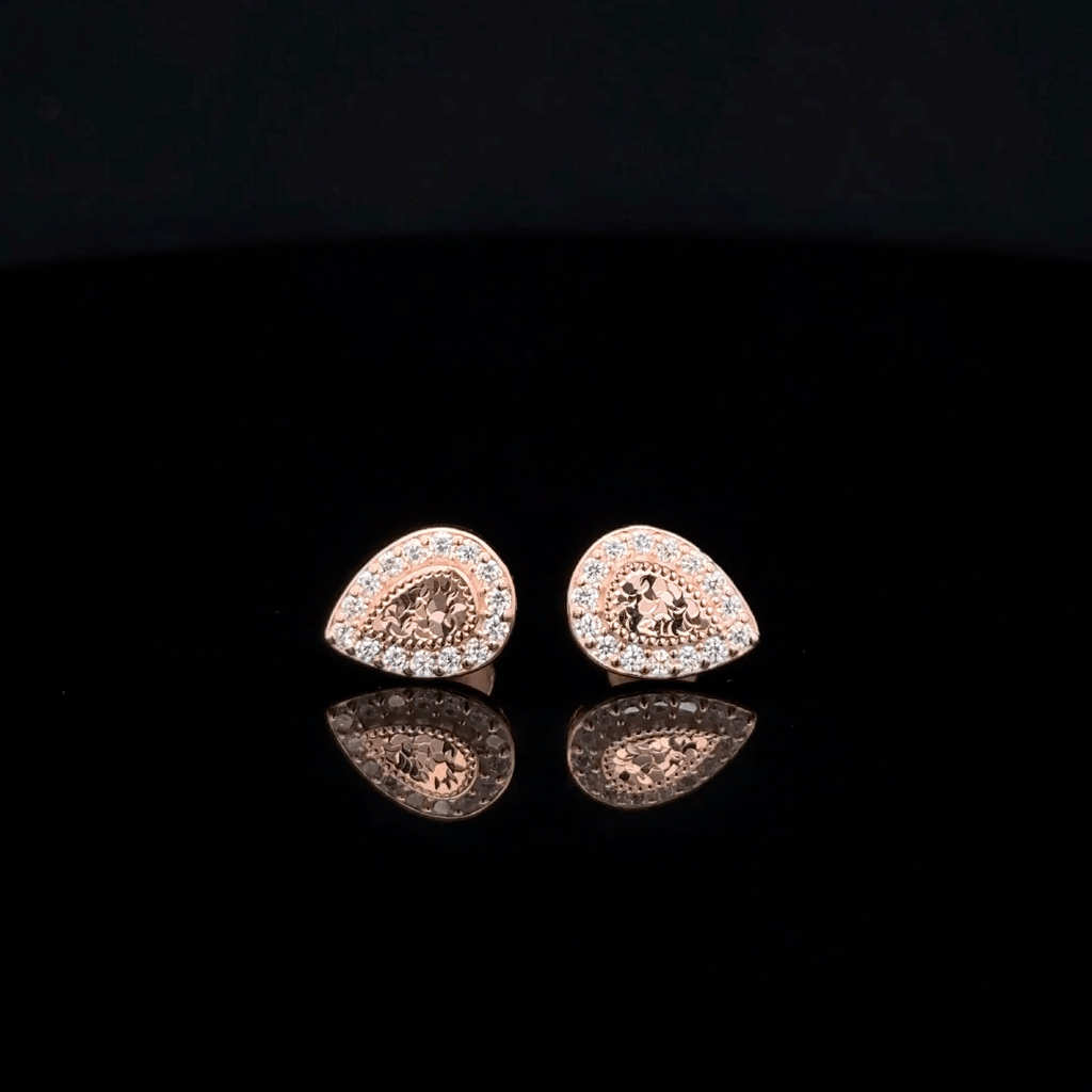 Rose Gold Textured Halo earrings