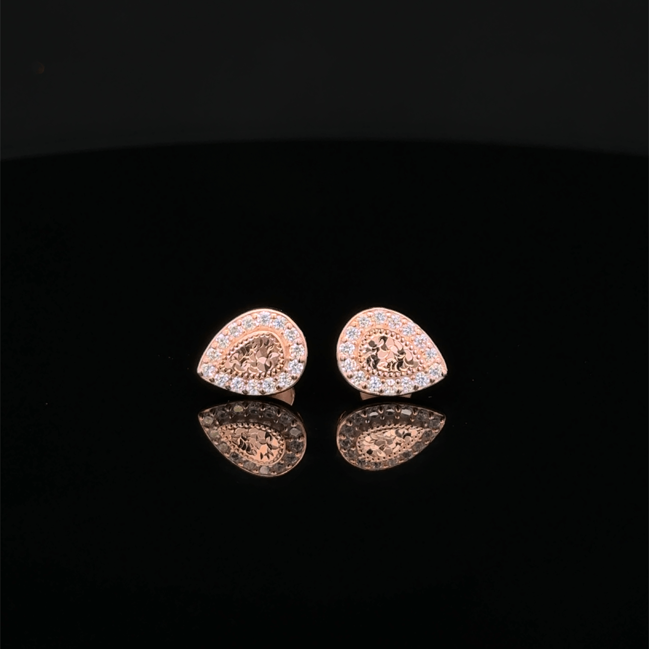 Rose Gold Textured Halo earrings
