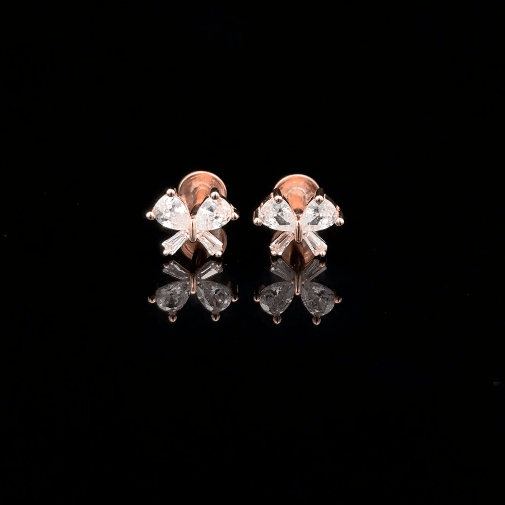 Rose Gold Mixed-Cut Butterfly earrings