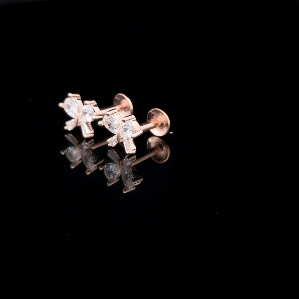 Rose Gold Mixed-Cut Butterfly earrings