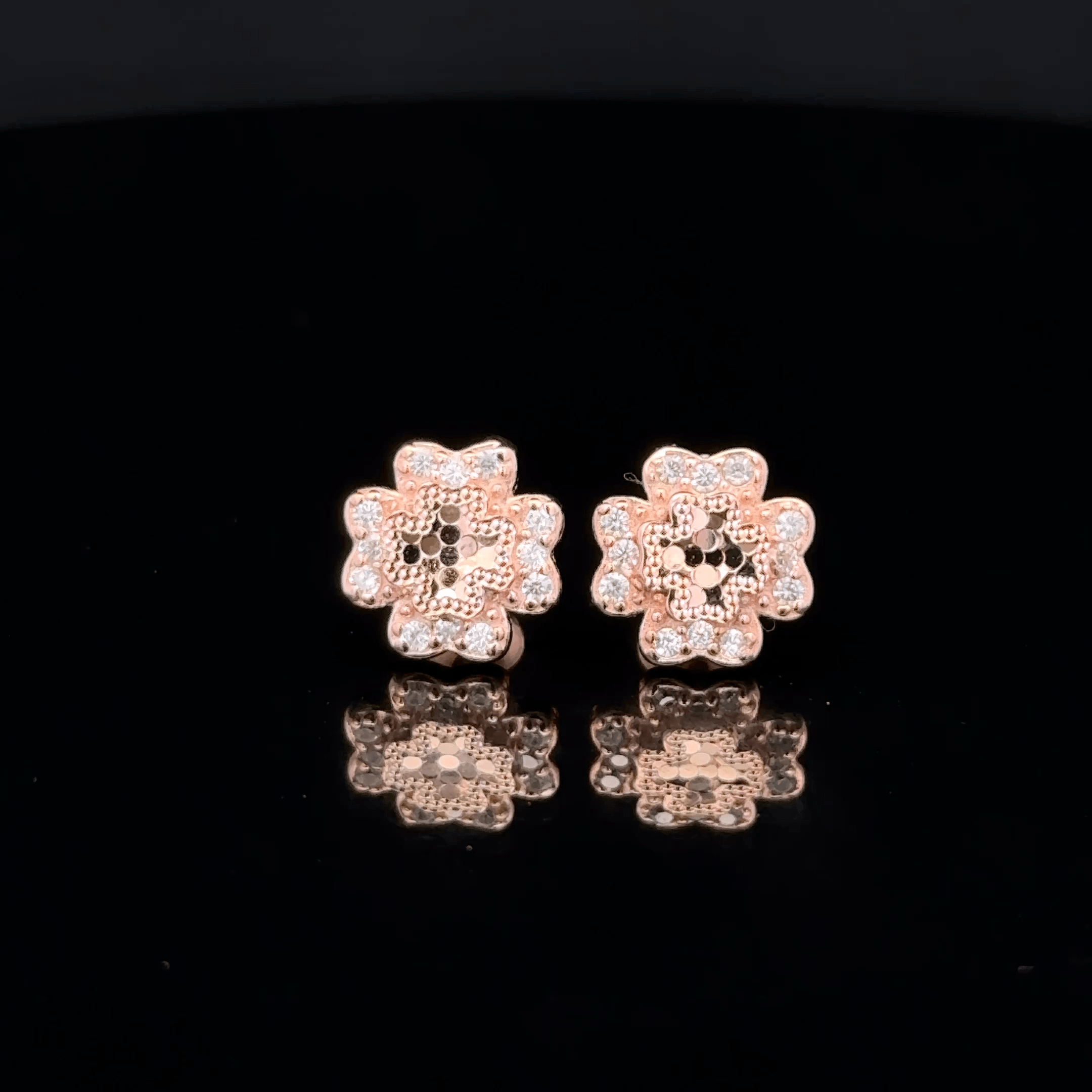 Rose Gold Four Leaf Clover Earrings
