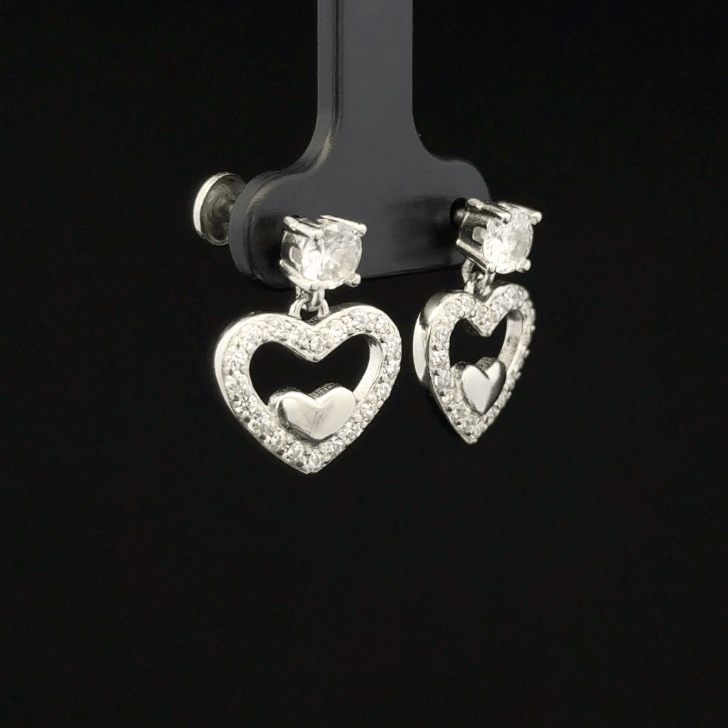 Hanging Open Heart Charm Earrings