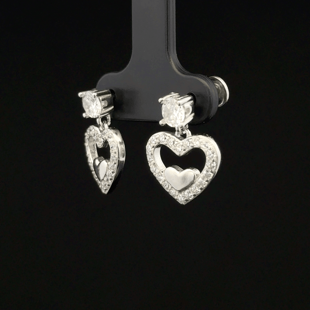 Hanging Open Heart Charm Earrings