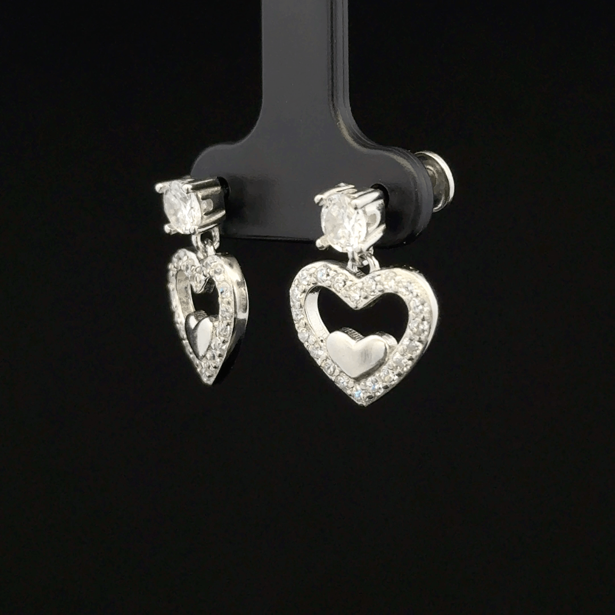 Hanging Open Heart Charm Earrings