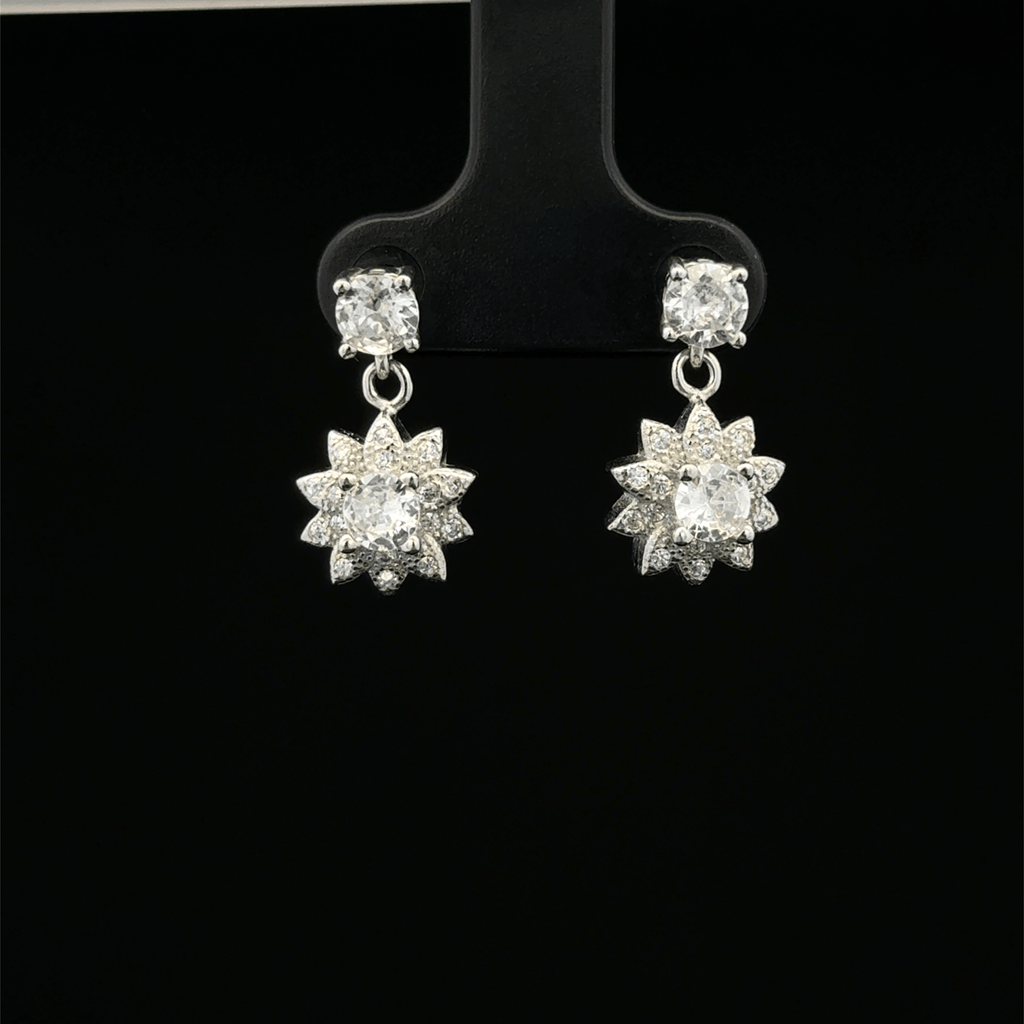 Sparkly Starburst Floral Dangle Earrings