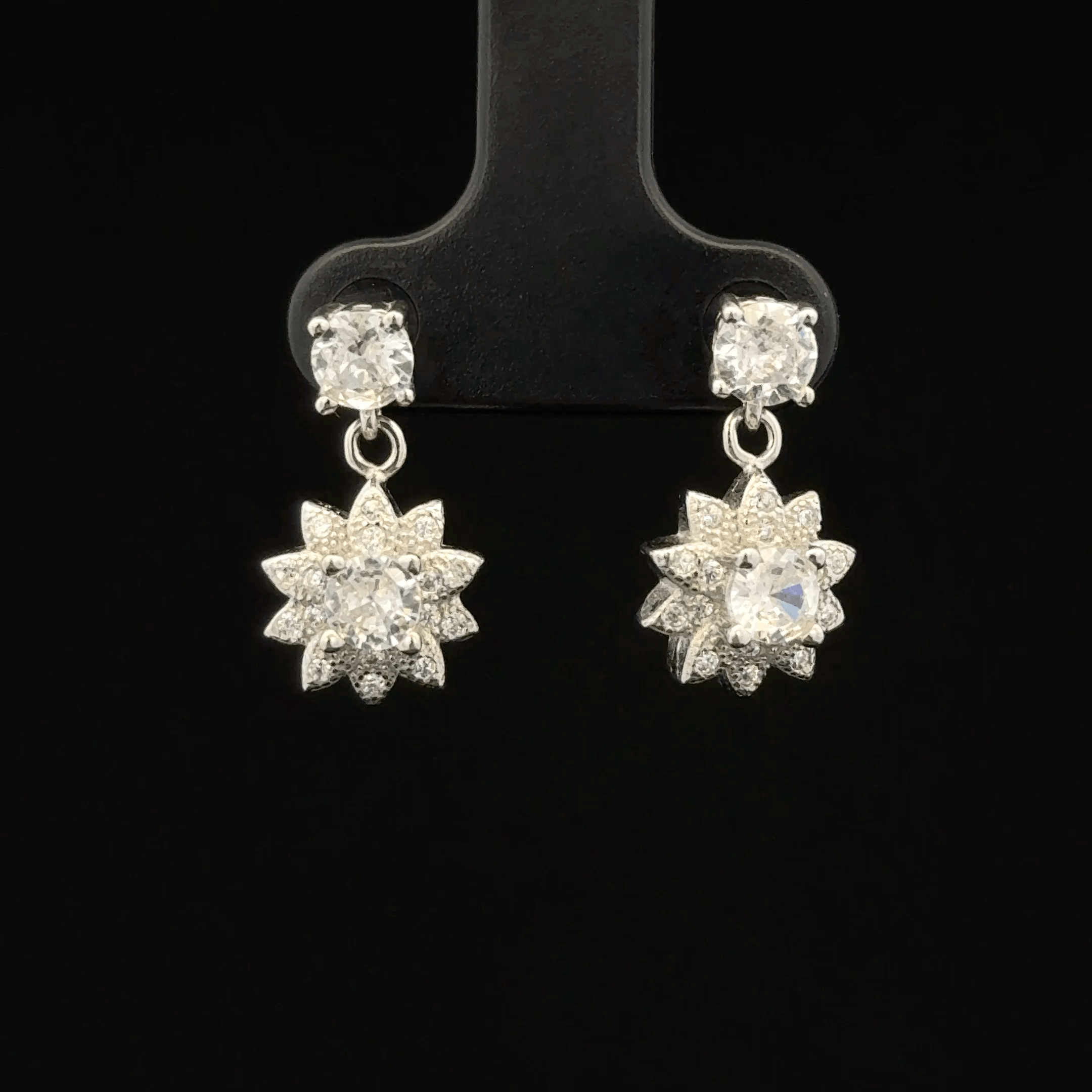 Sparkly Starburst Floral Dangle Earrings