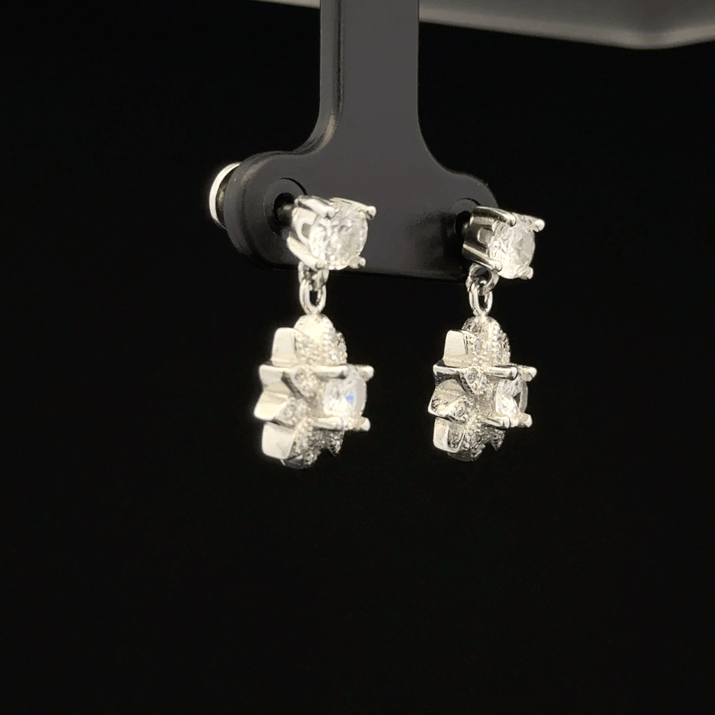 Sparkly Starburst Floral Dangle Earrings