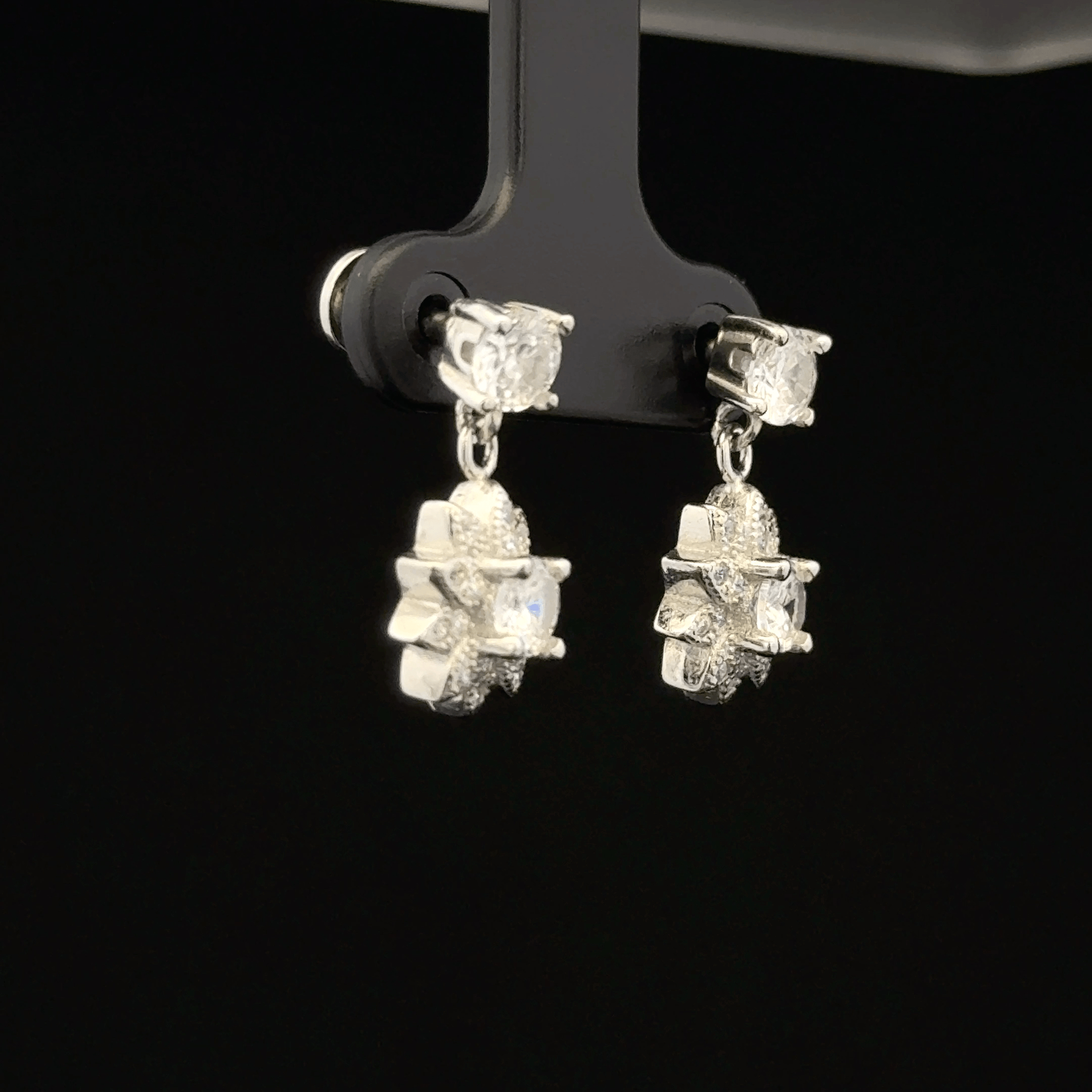 Sparkly Starburst Floral Dangle Earrings