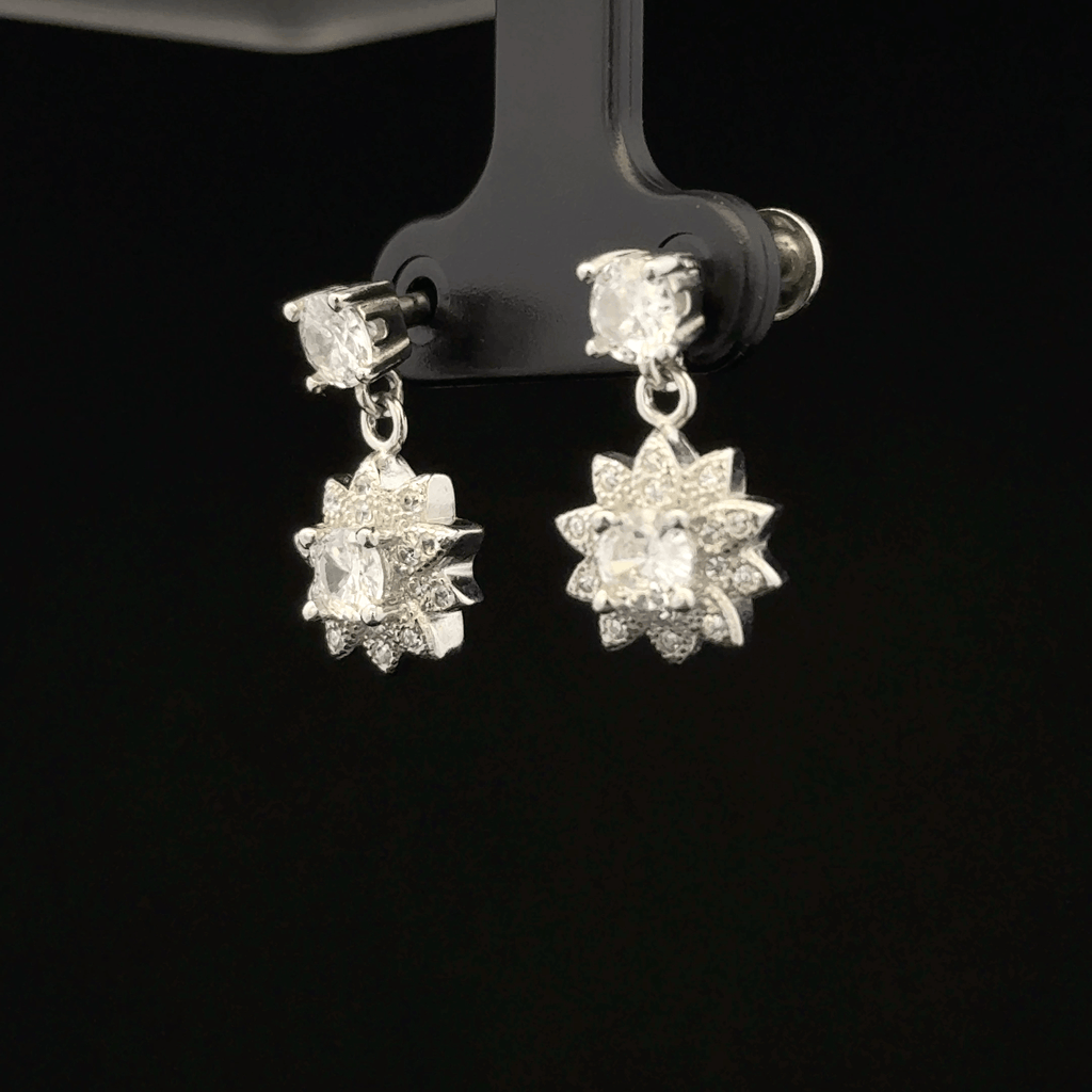 Sparkly Starburst Floral Dangle Earrings