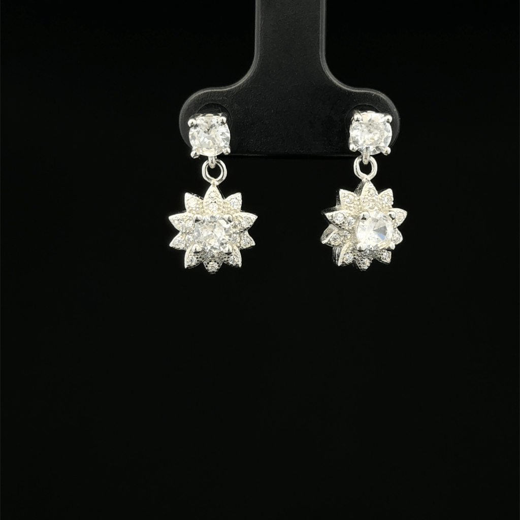 Sparkly Starburst Floral Dangle Earrings