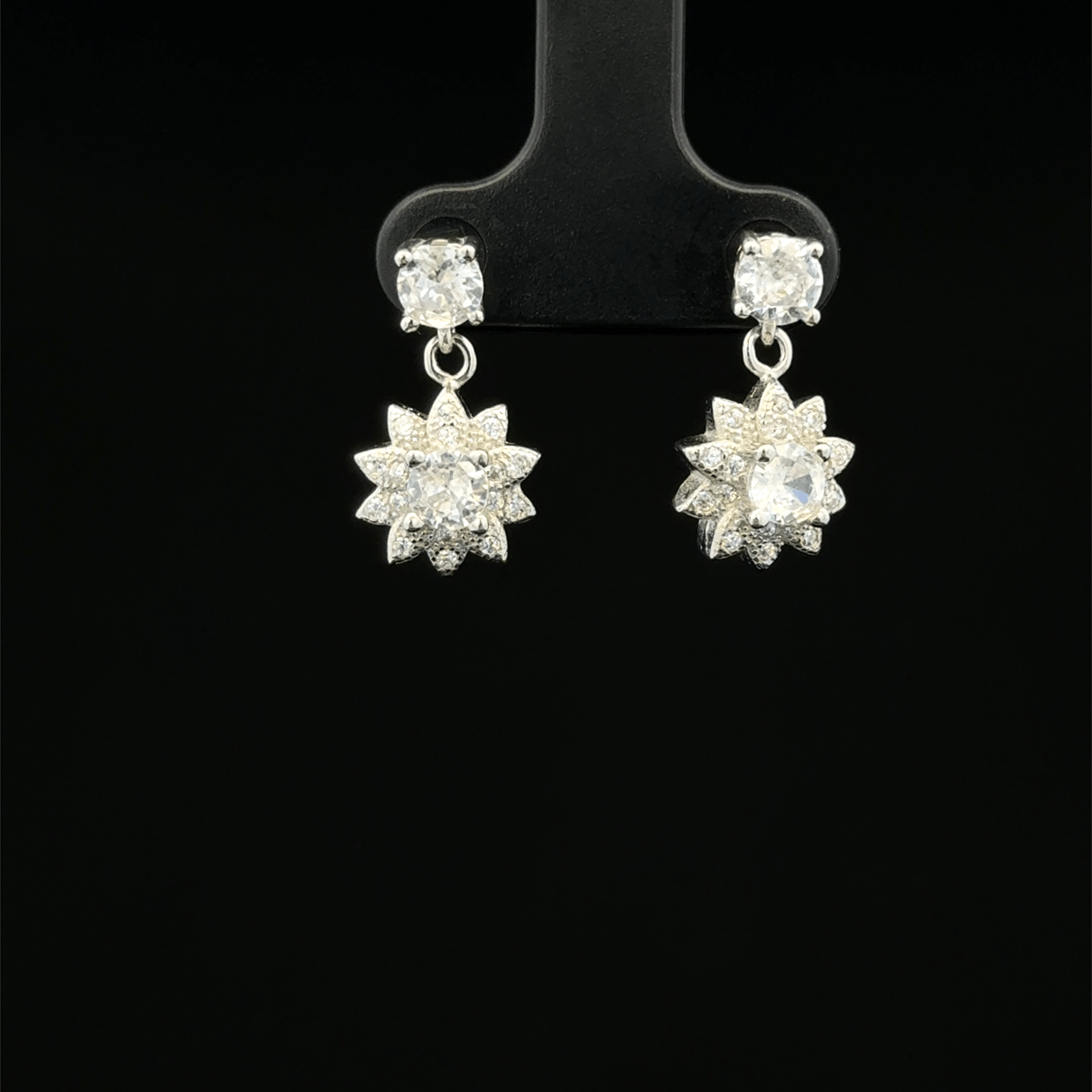 Sparkly Starburst Floral Dangle Earrings