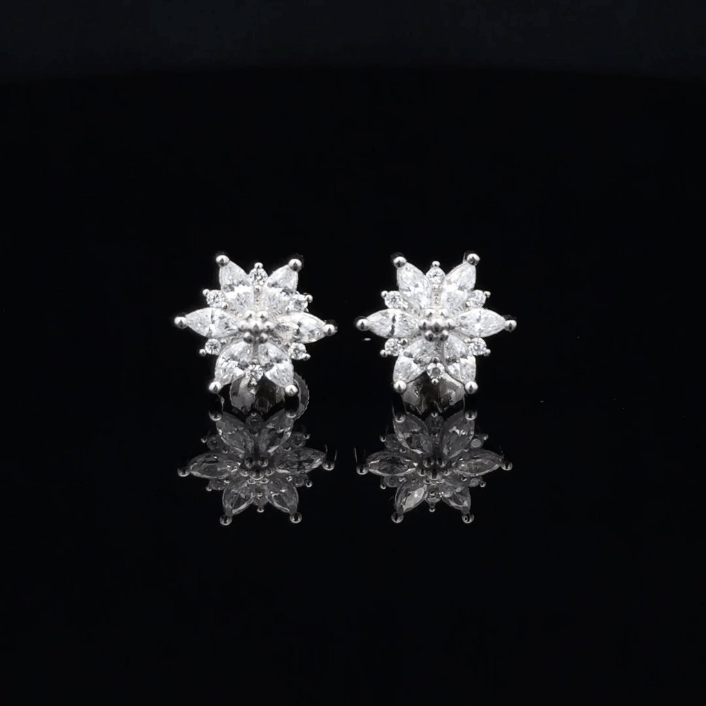 Crystal Snowflake Cluster Earrings