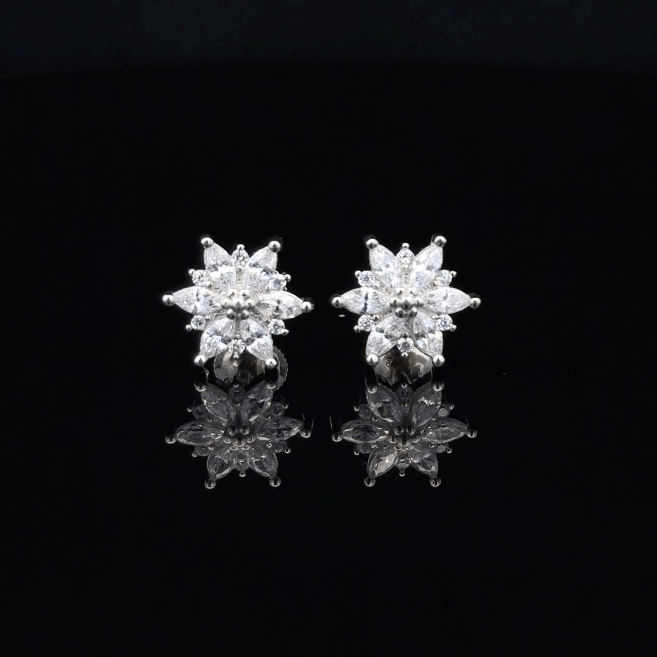 Crystal Snowflake Cluster Earrings