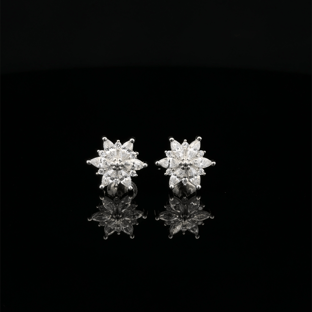 Crystal Snowflake Cluster Earrings
