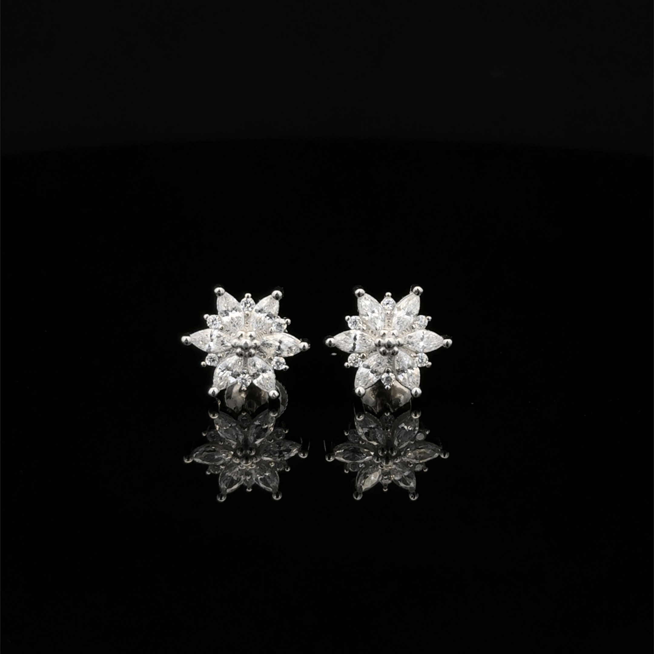 Crystal Snowflake Cluster Earrings