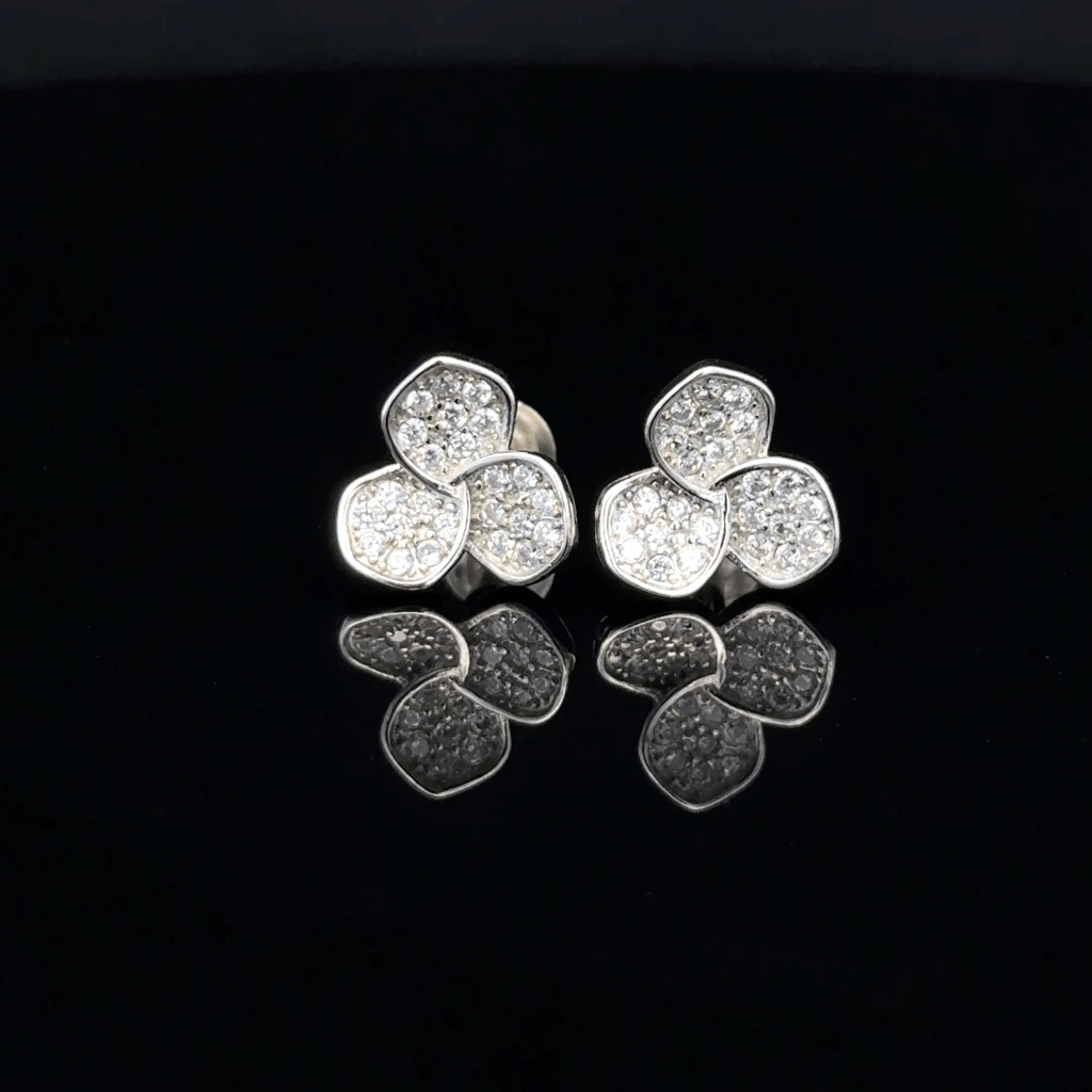 Three Petal Flower Stud Earrings