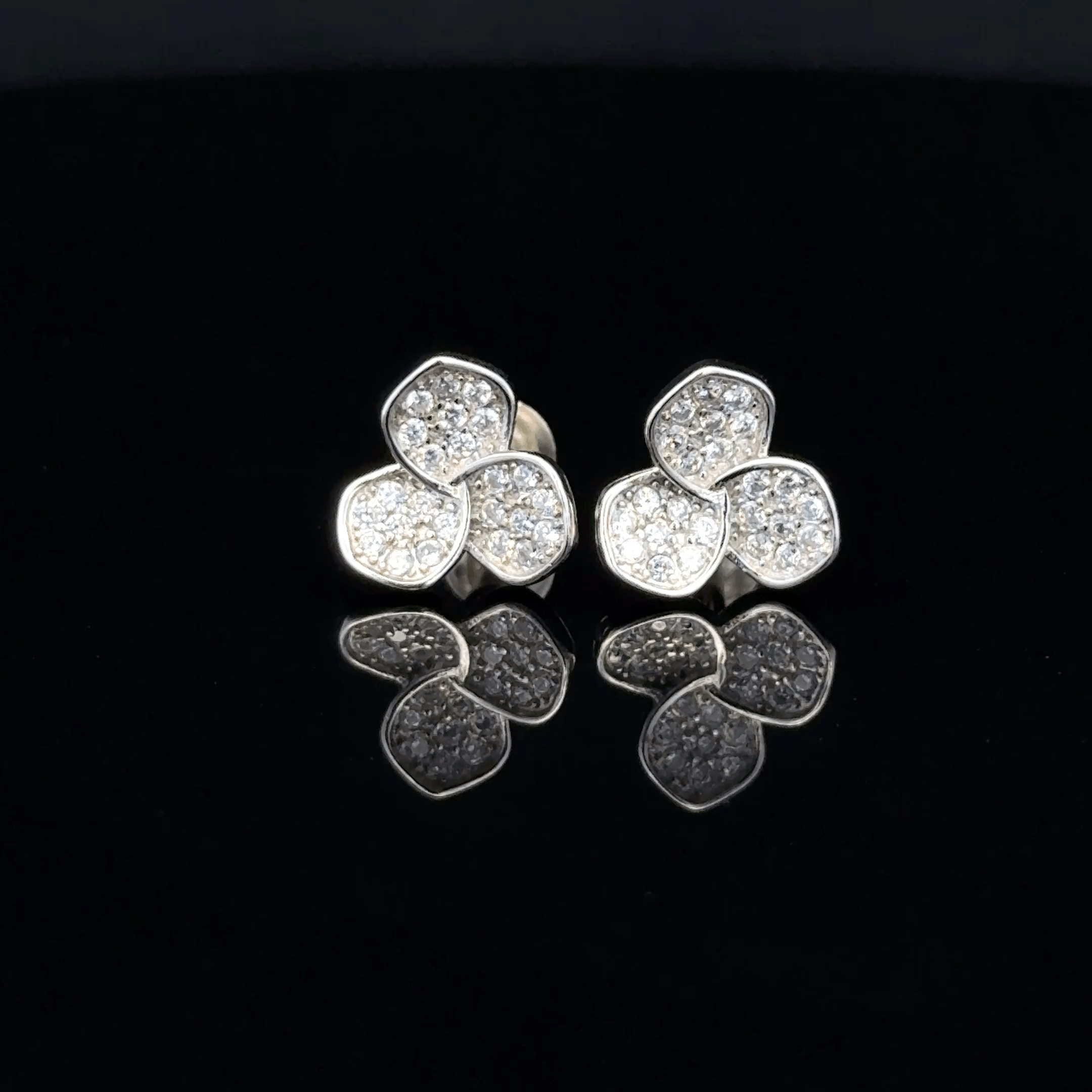 Three Petal Flower Stud Earrings