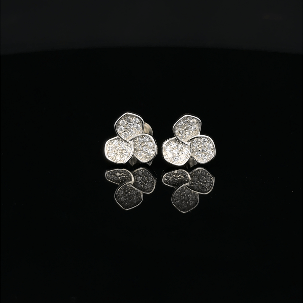 Three Petal Flower Stud Earrings
