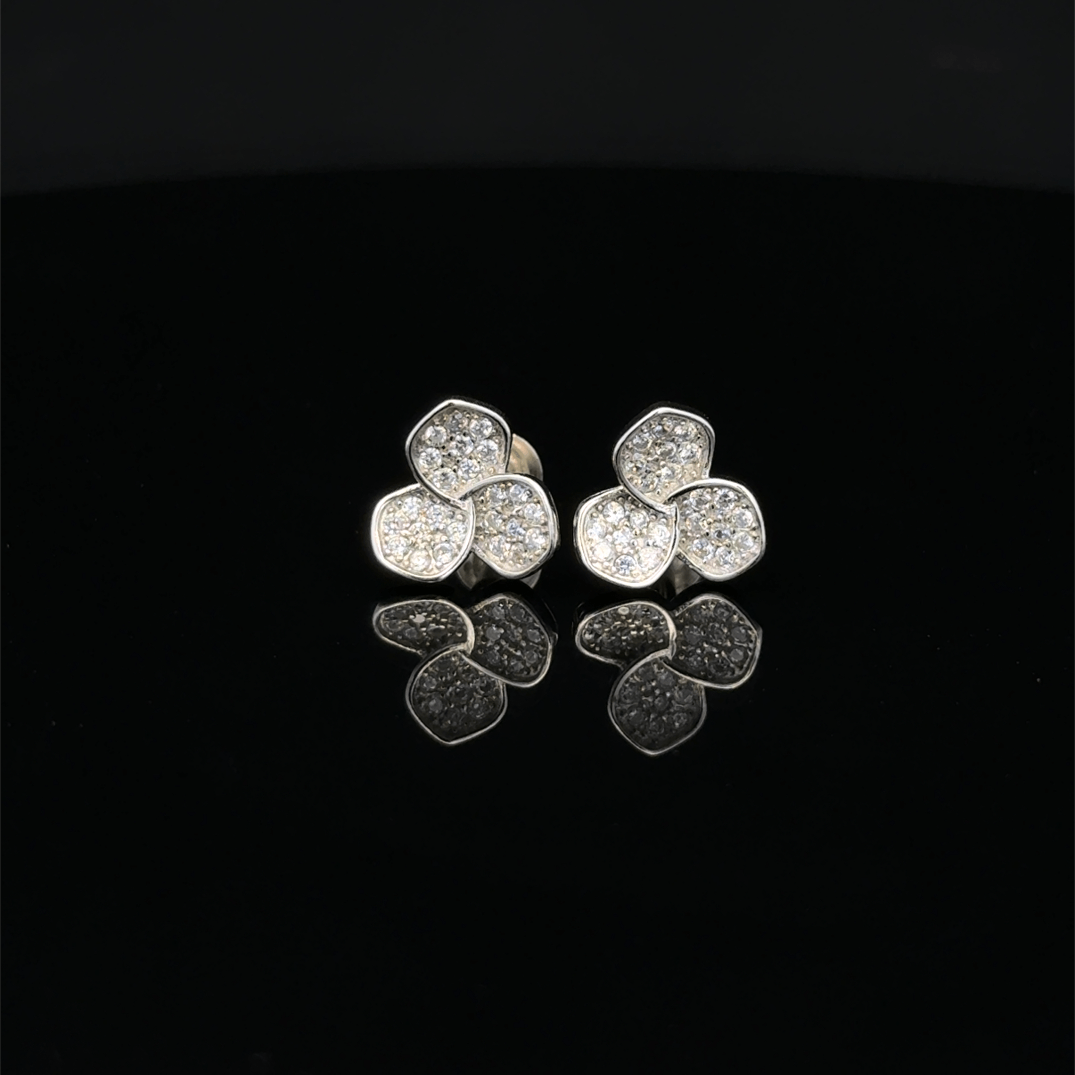 Three Petal Flower Stud Earrings