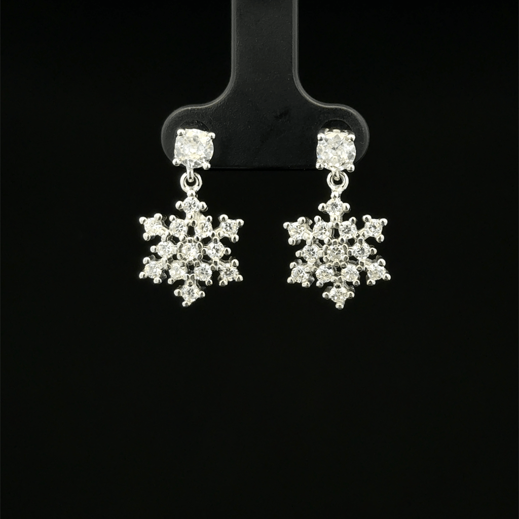 Snowflake-shaped drop earrings