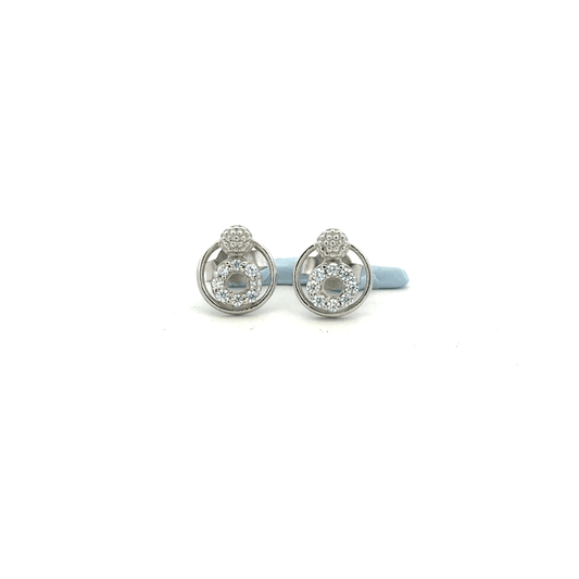 Circle White Stone Earrings