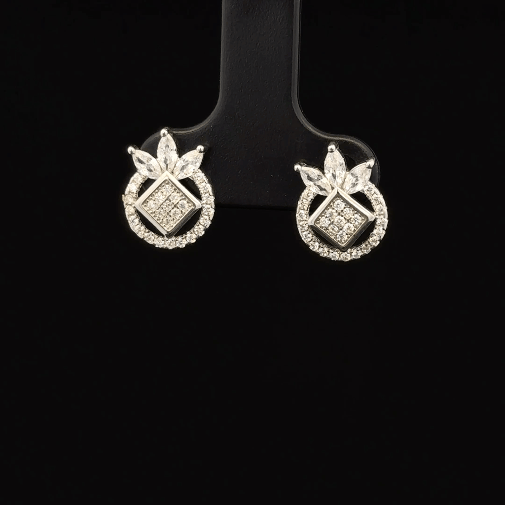 Lotus Leaf Crystal Stud Earrings