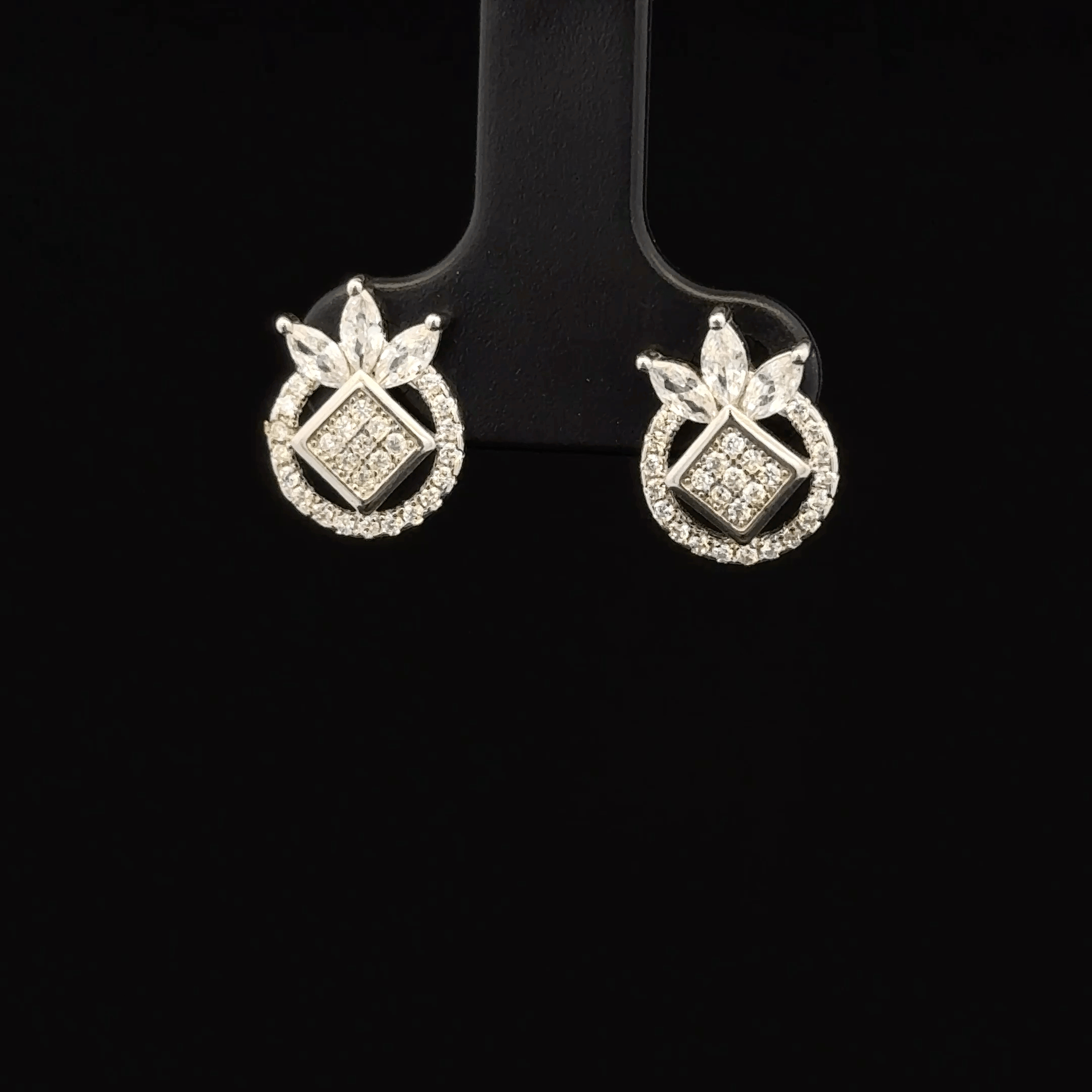 Lotus Leaf Crystal Stud Earrings