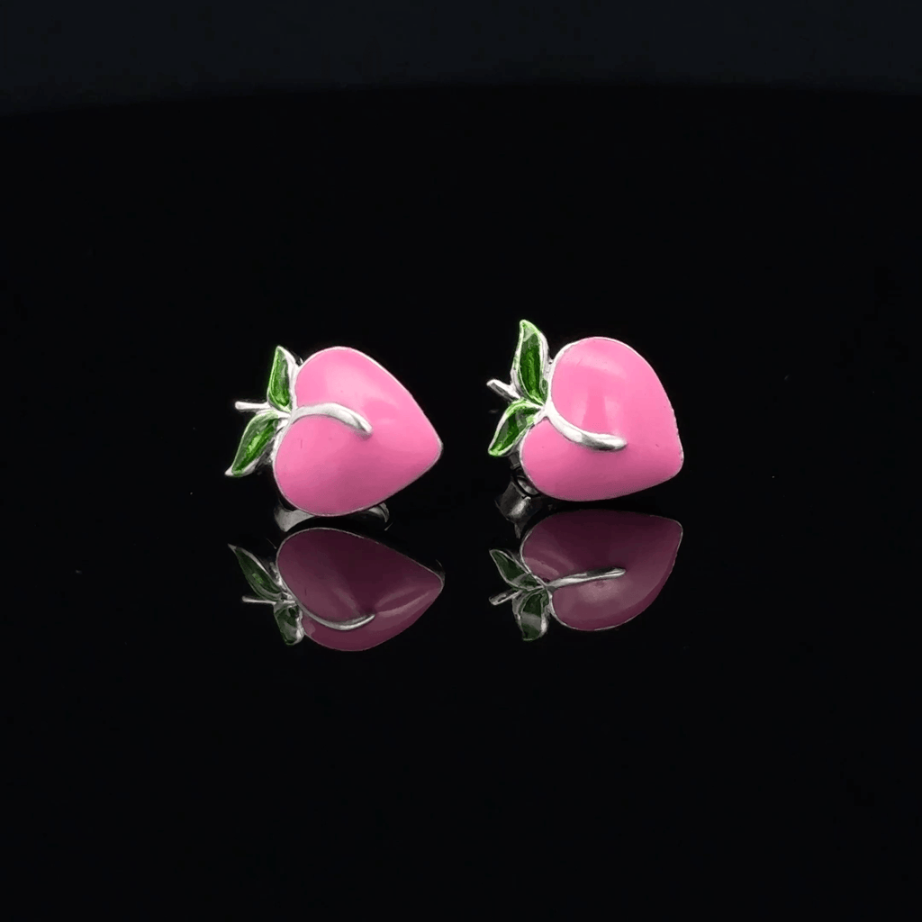 Pink strawberry-shaped earrings
