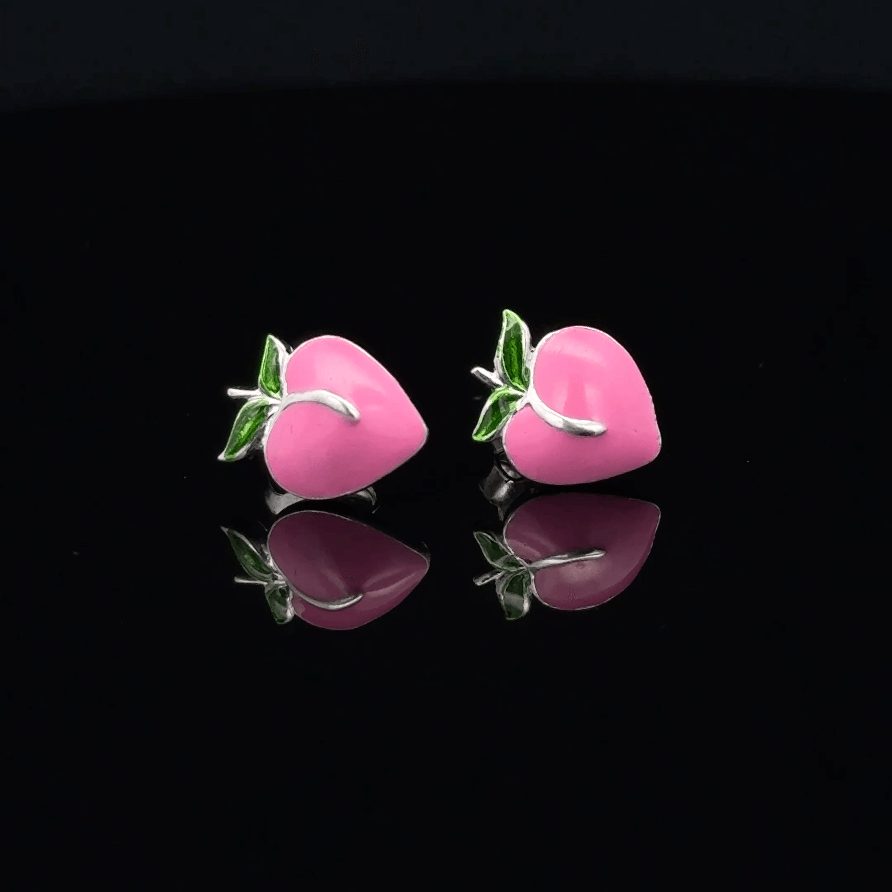 Pink strawberry-shaped earrings