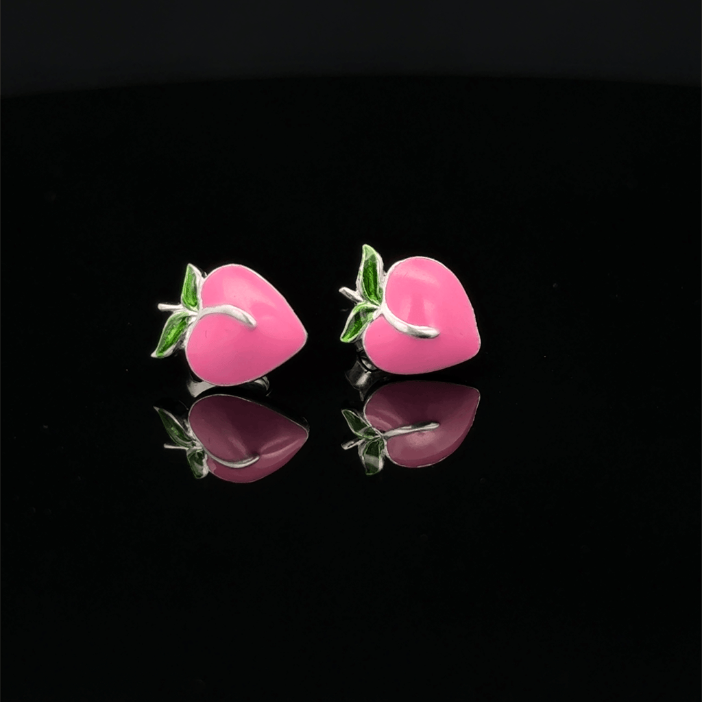 Pink strawberry-shaped earrings