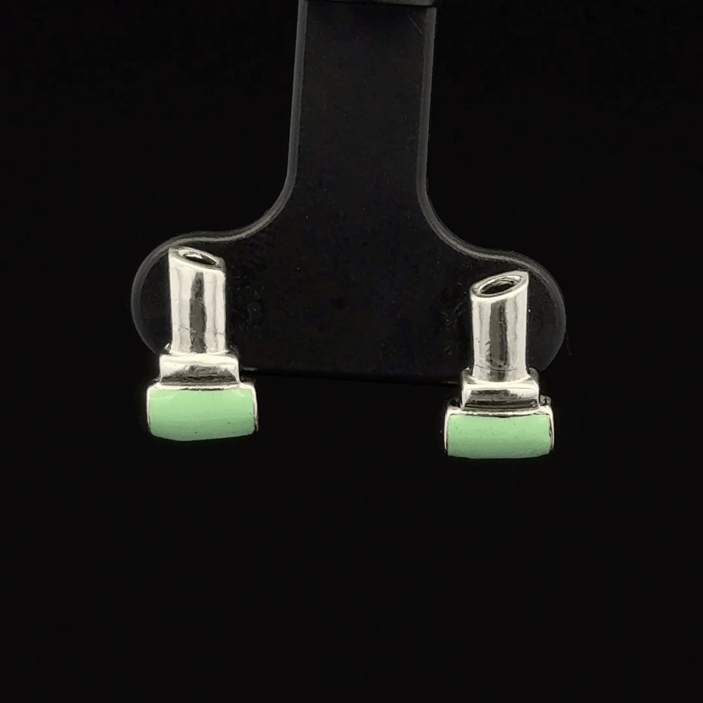 Mint Green Enamel Lipstick Stud Earrings