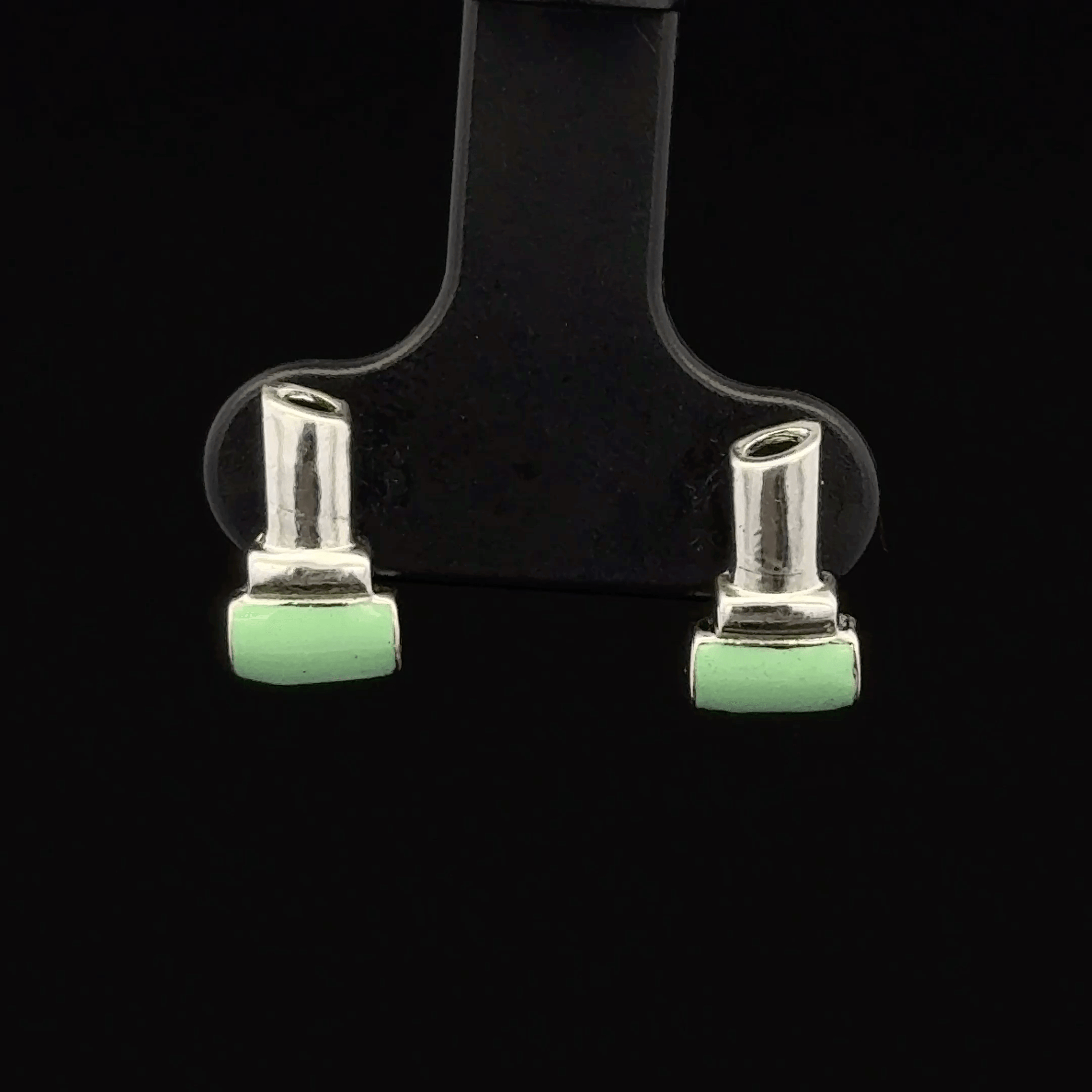 Mint Green Enamel Lipstick Stud Earrings
