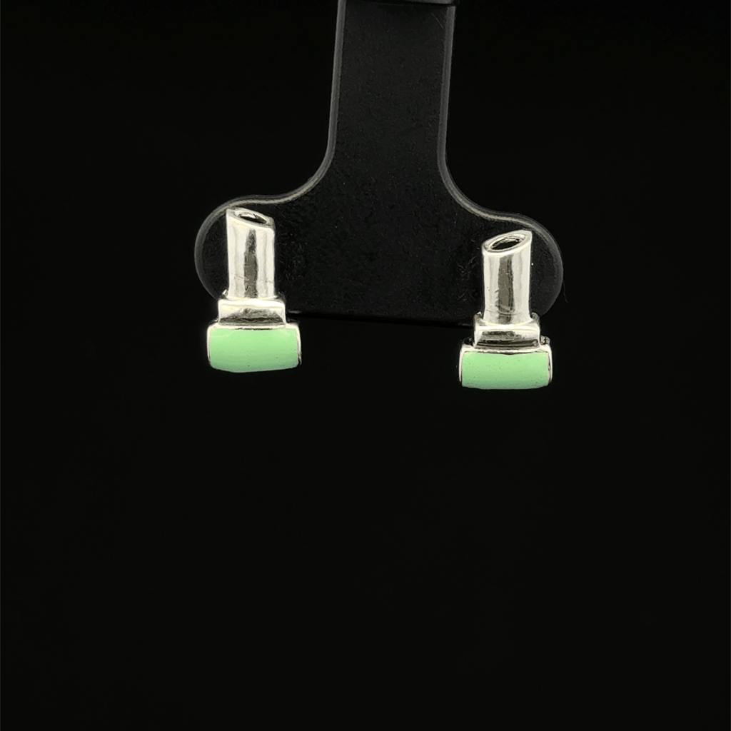 Mint Green Enamel Lipstick Stud Earrings