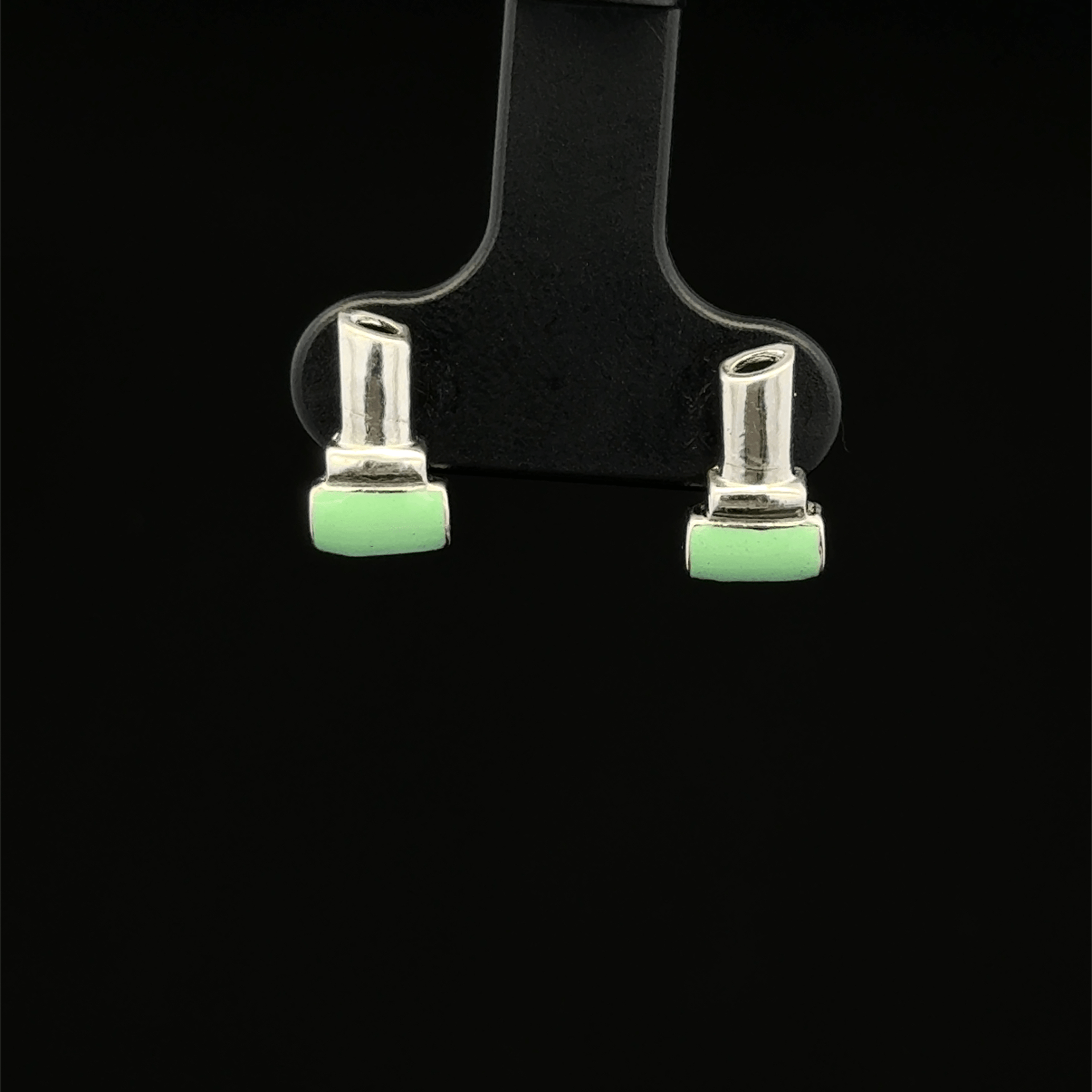 Mint Green Enamel Lipstick Stud Earrings