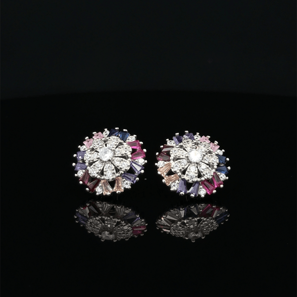 Rainbow Gemstone Sunburst earrings
