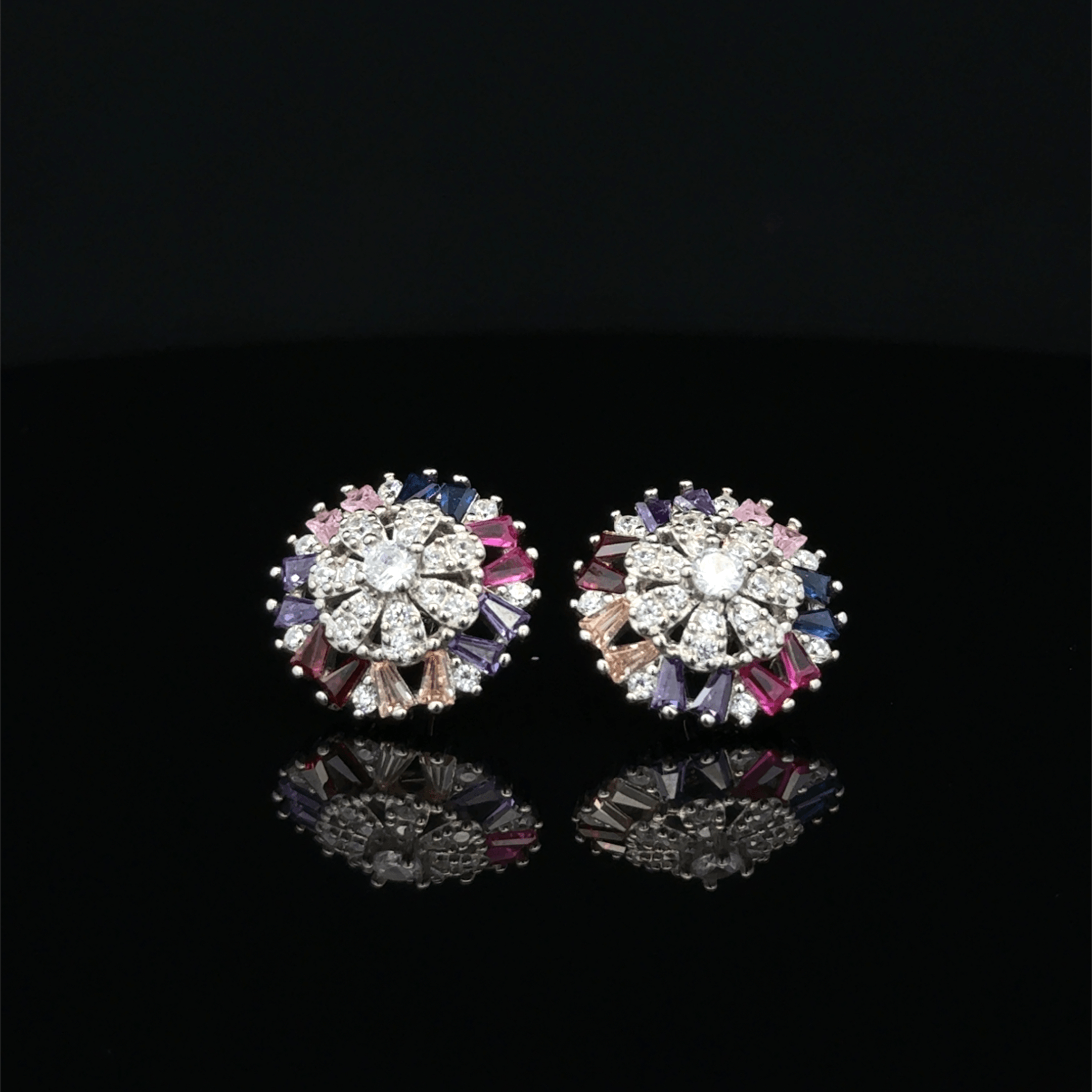 Rainbow Gemstone Sunburst earrings
