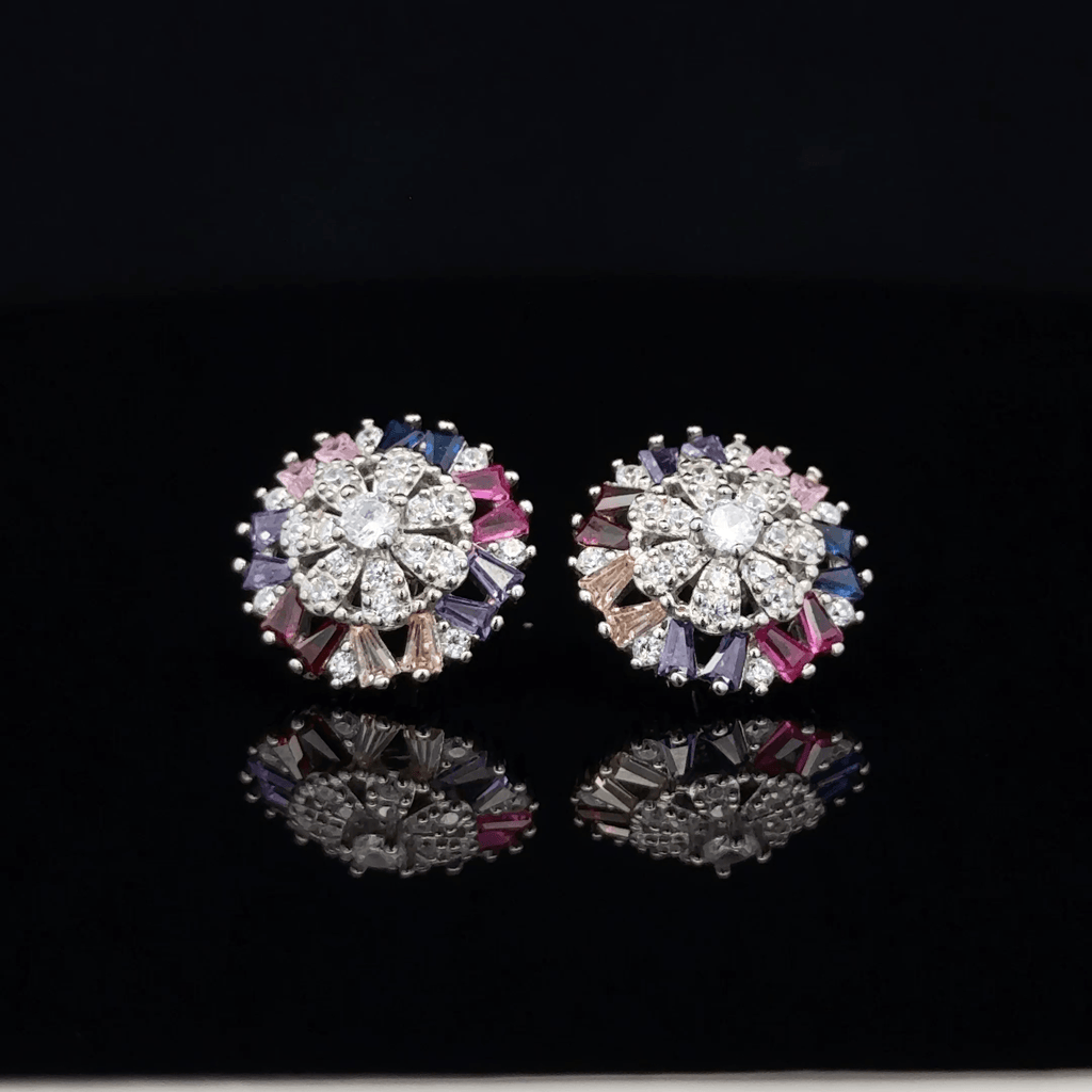 Rainbow Gemstone Sunburst earrings