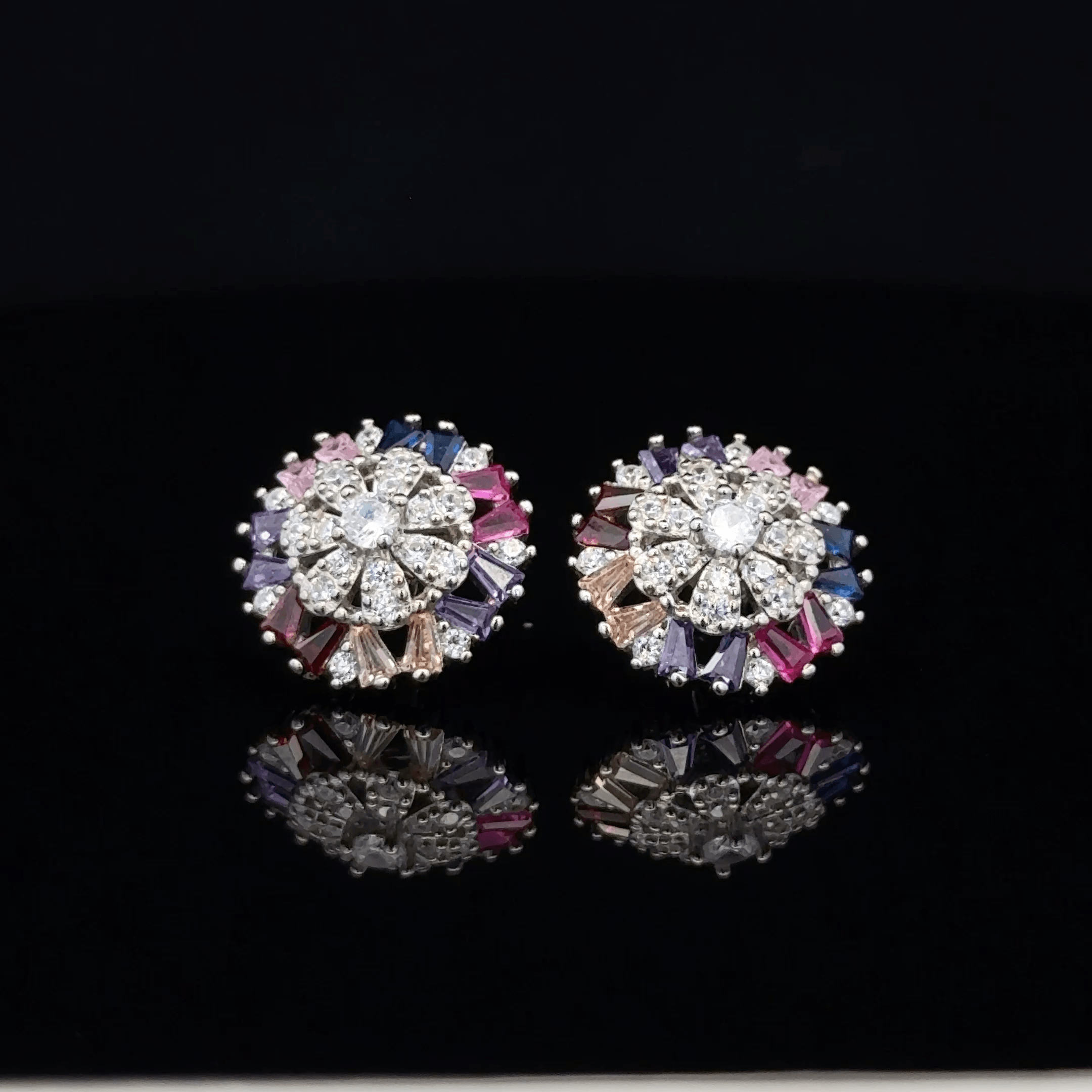 Rainbow Gemstone Sunburst earrings