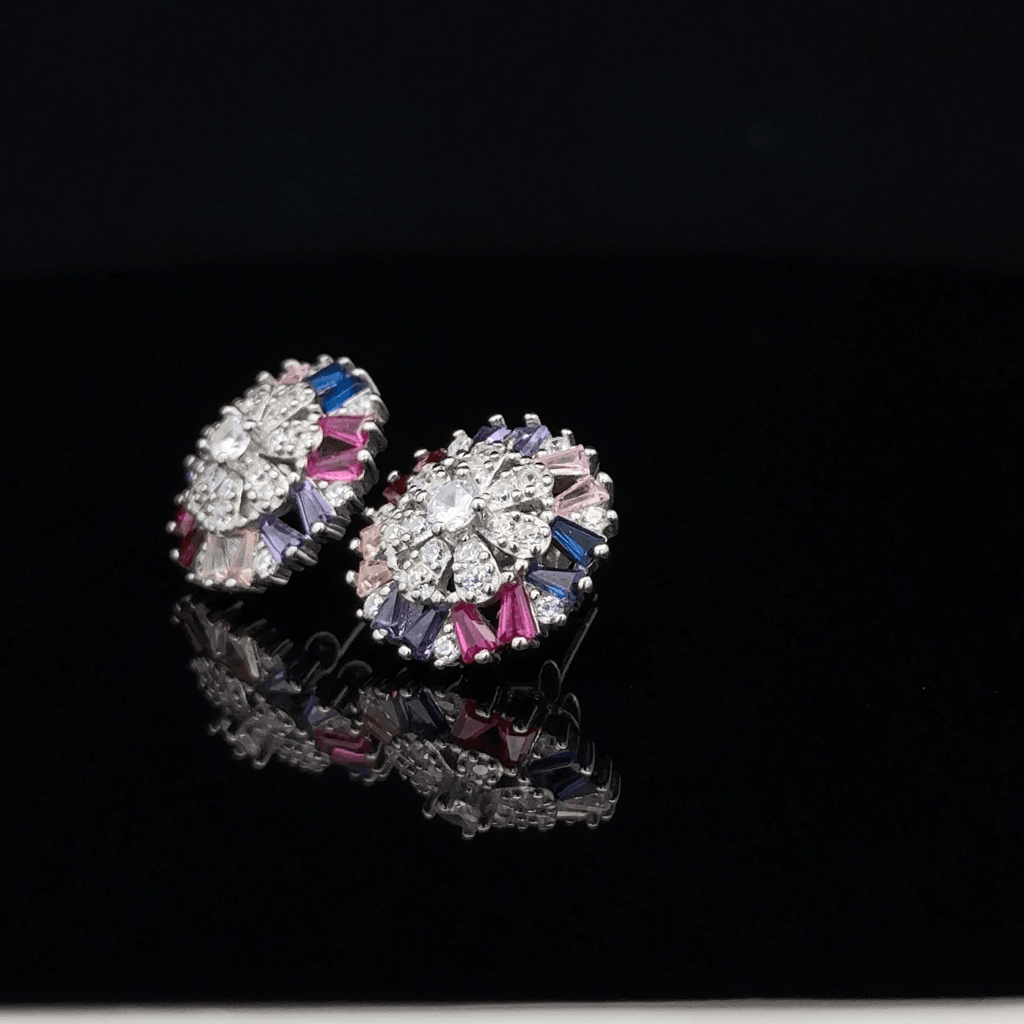 Rainbow Gemstone Sunburst earrings
