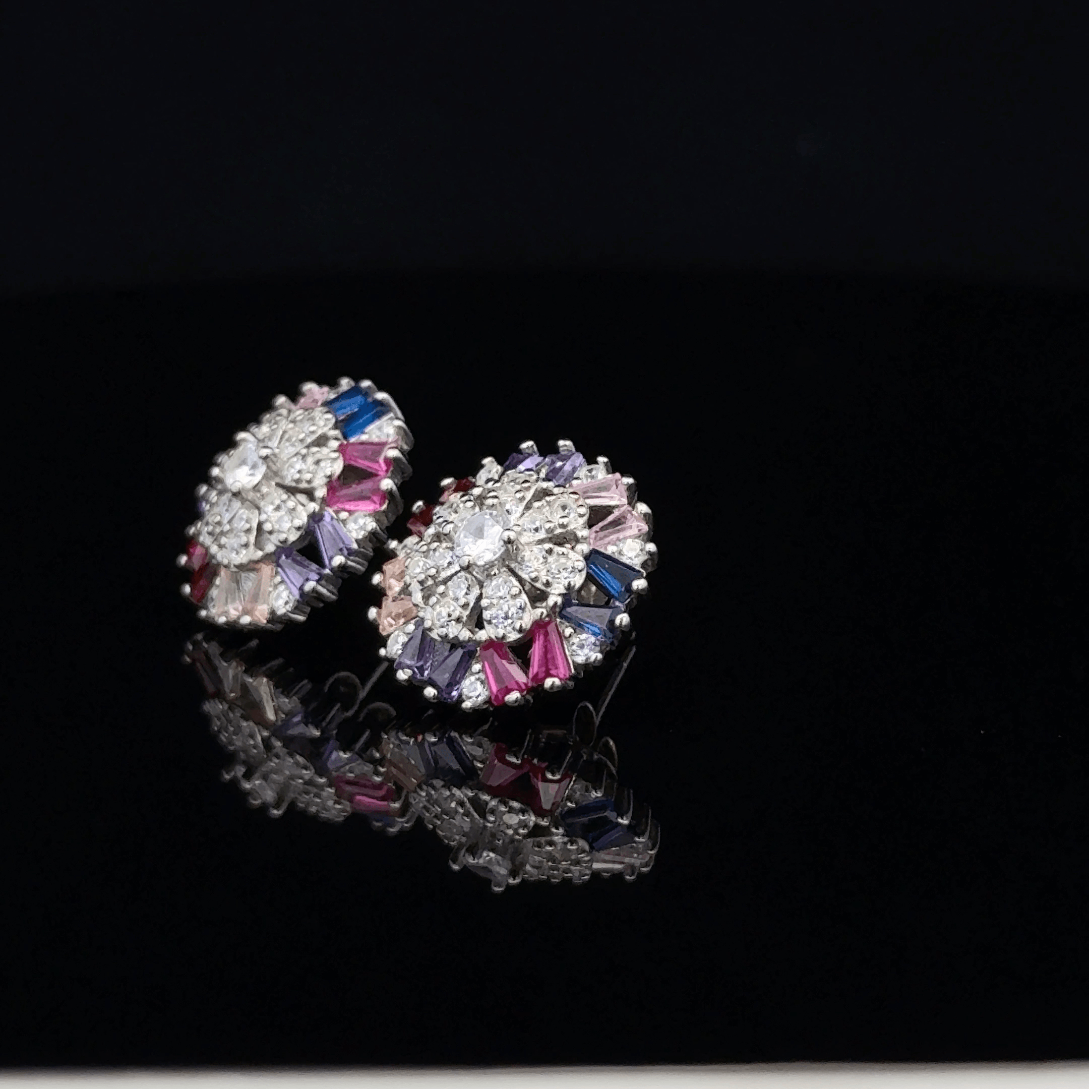 Rainbow Gemstone Sunburst earrings