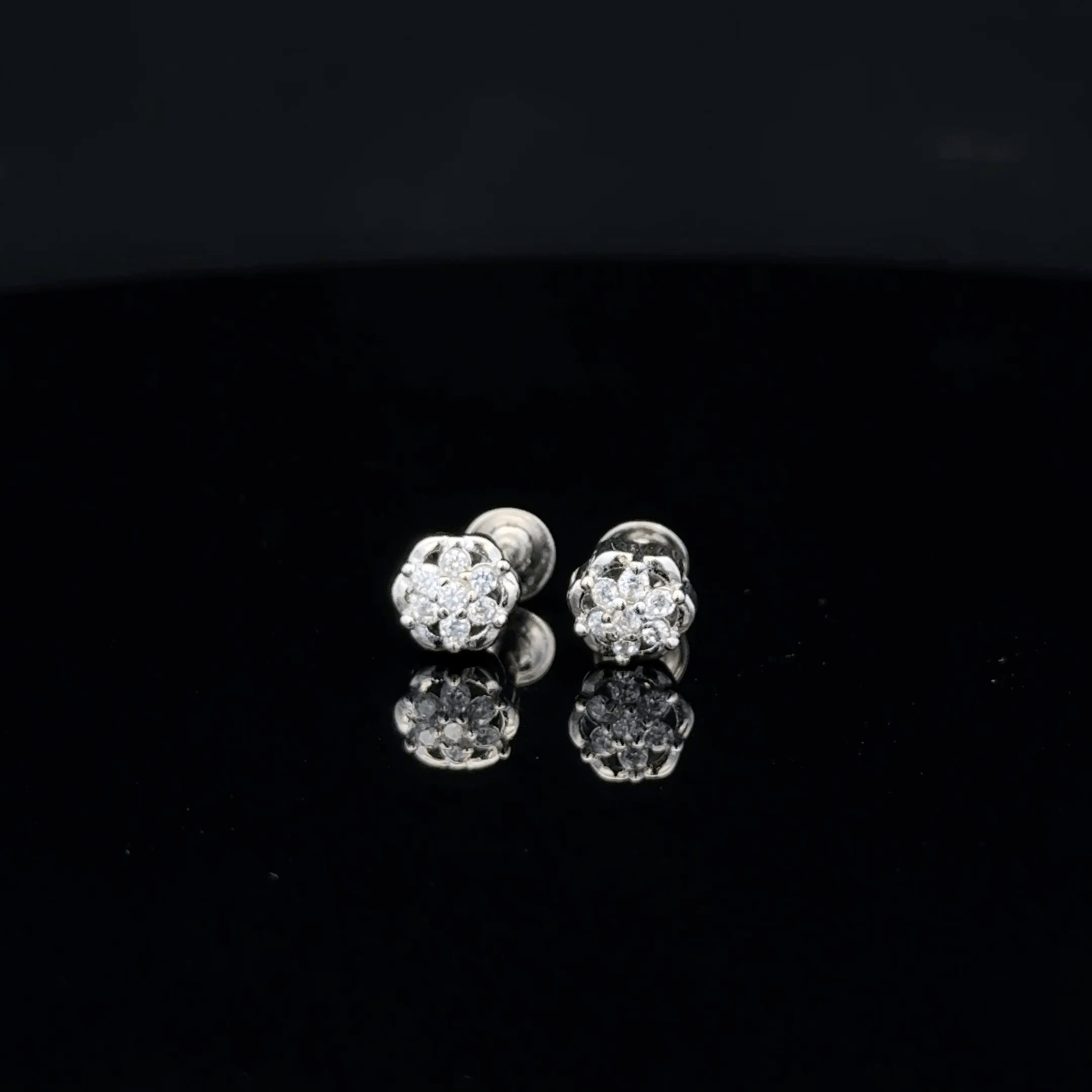 Seven-Stone Crystal Flower Cluster Earrings
